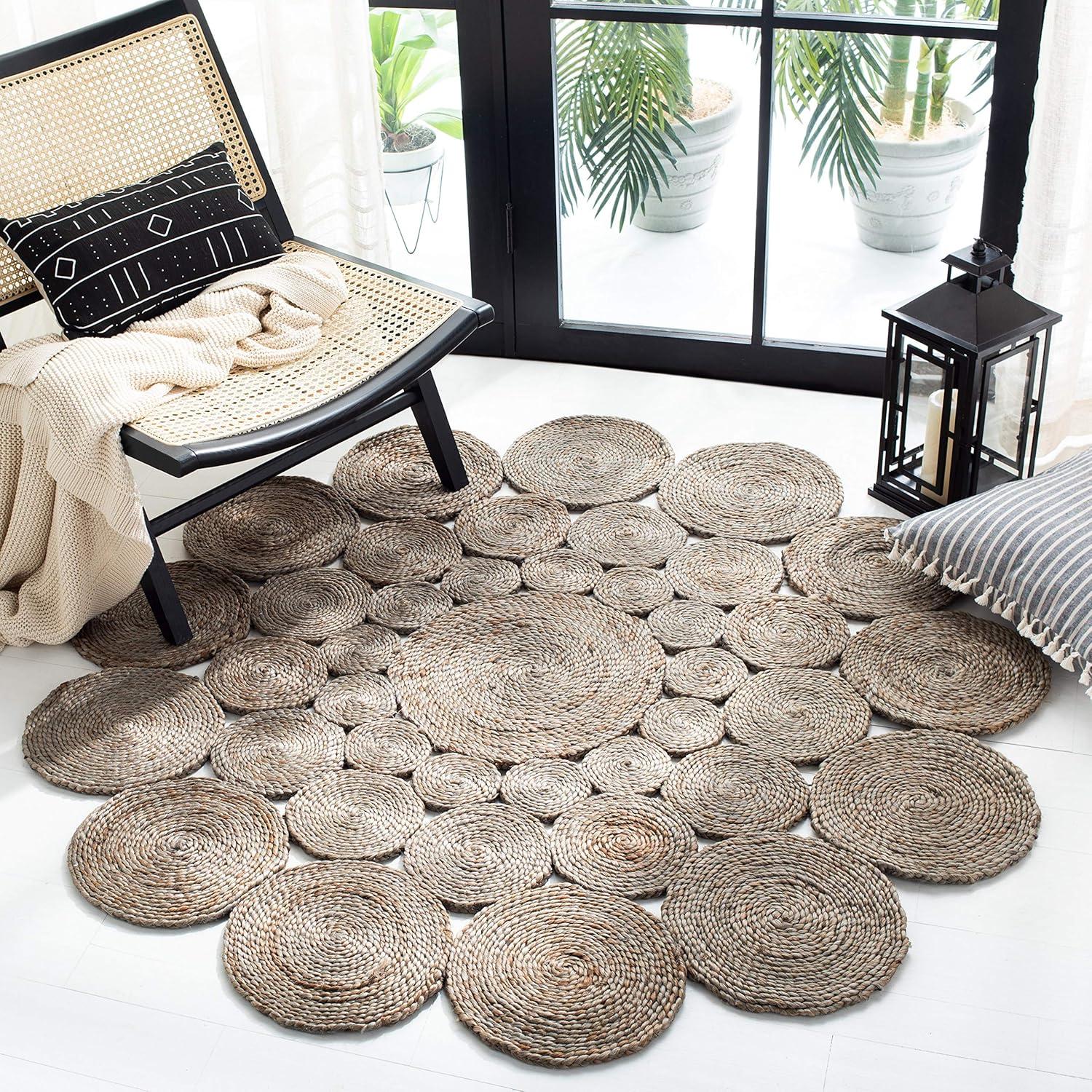 Natural Fiber NF363 Hand Woven Area Rug - Grey - 5' round - Safavieh.