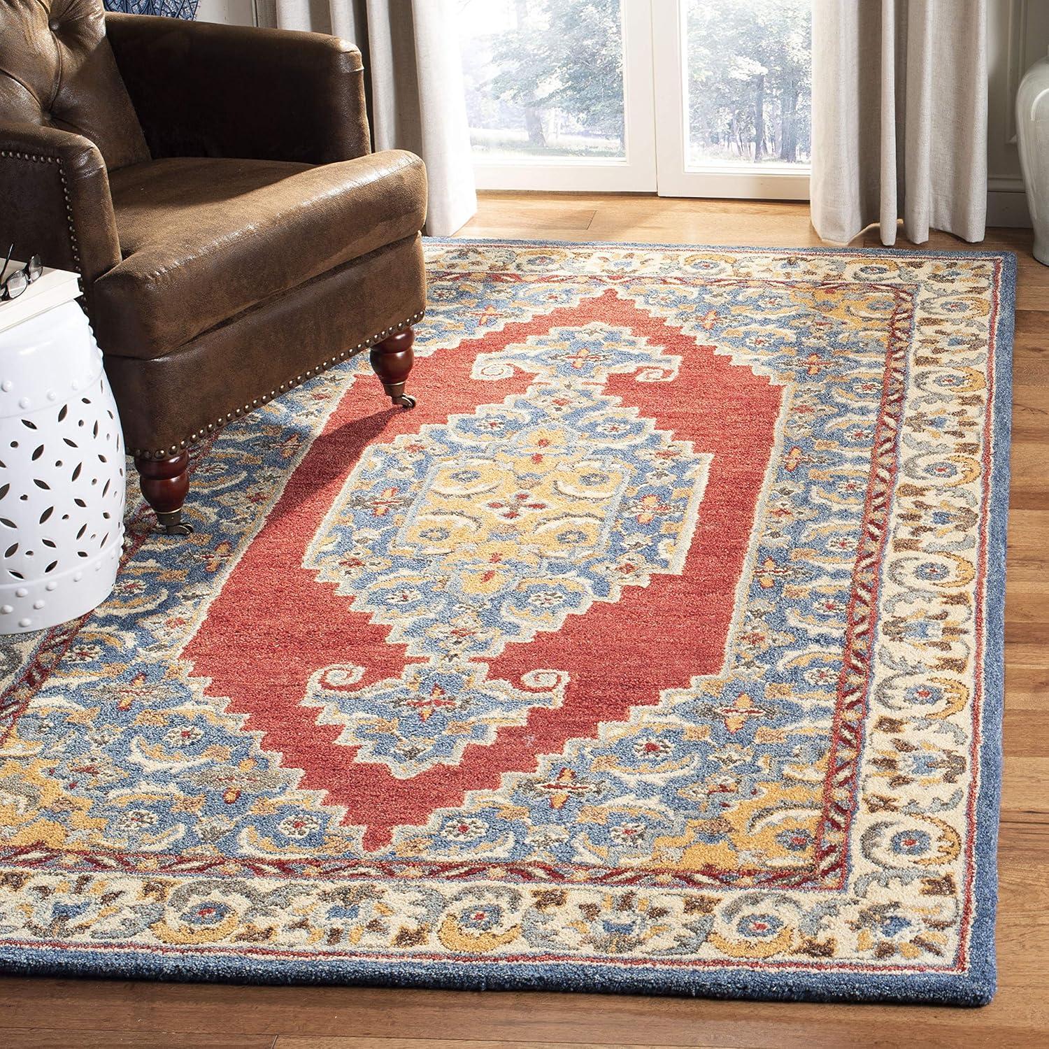 Antiquity AT505 Hand Tufted Area Rug - Blue/Red - 4'x6' - Safavieh.