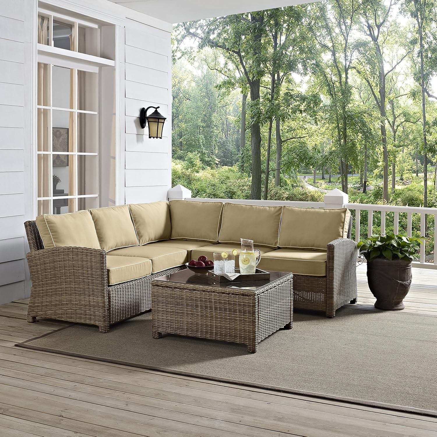 Crosley 4pc Bradenton Steel Outdoor Patio Sectional Sofa Furniture Set