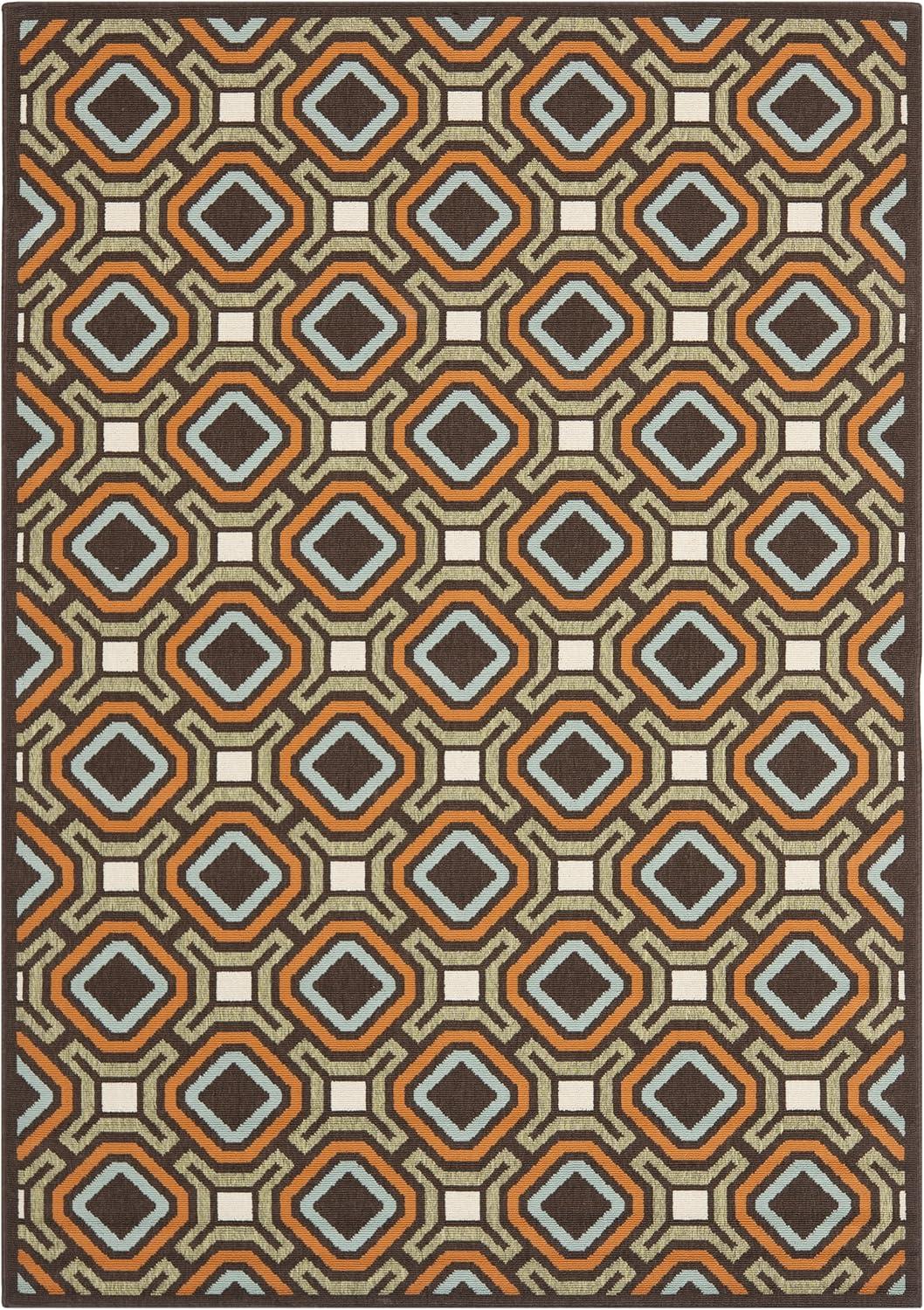 Veranda VER089 Power Loomed Indoor and Outdoor Area Rug - Chocolate/Terracotta - 5'3"x7'7" - Safavieh.