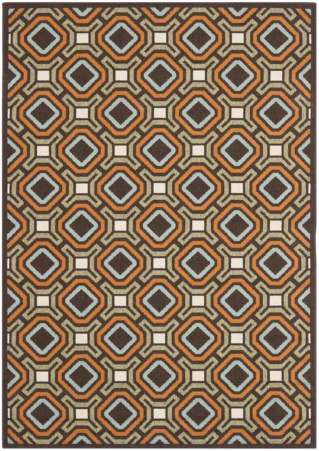 Veranda VER089 Power Loomed Indoor and Outdoor Area Rug - Chocolate/Terracotta - 5'3"x7'7" - Safavieh.