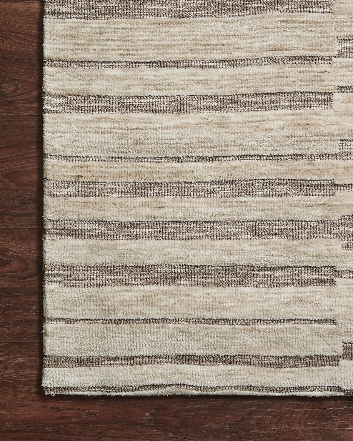 Natural Taupe Geometric 5' x 7' Wool Blend Area Rug