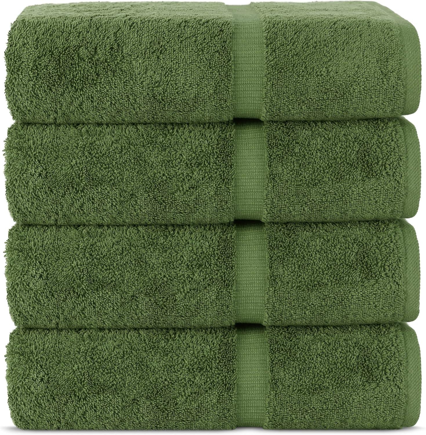 Luxury Hotel & Spa Ultra Soft Hand Towels 100% Turkish Cotton - Moss - Set of 4