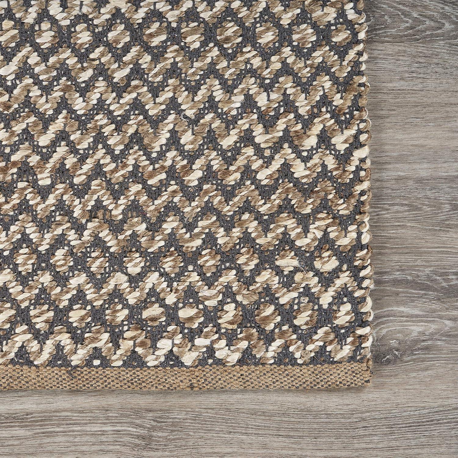 Lr Home Global 2 ft. x 5 ft. 8 in. Reversible Deep Gray Chevron Herringbone Runner Rug