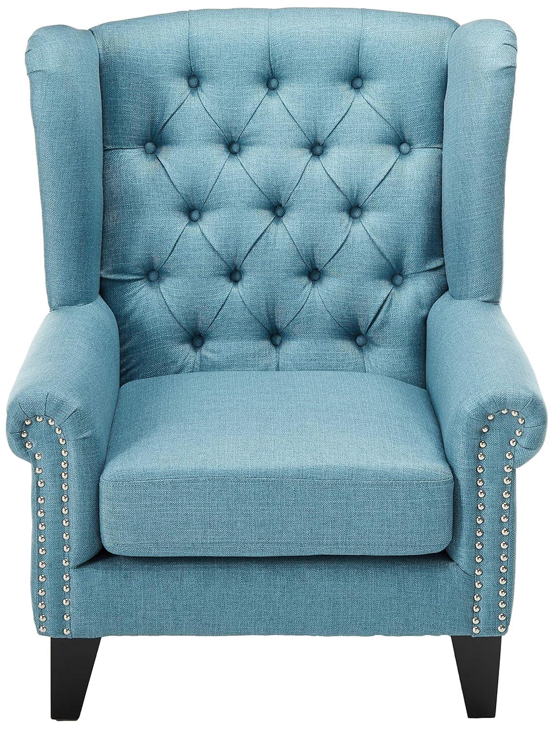 Christopher Knight Home Laird Traditional Winged Accent Chair Blue: Studded, Tufted for Living Room