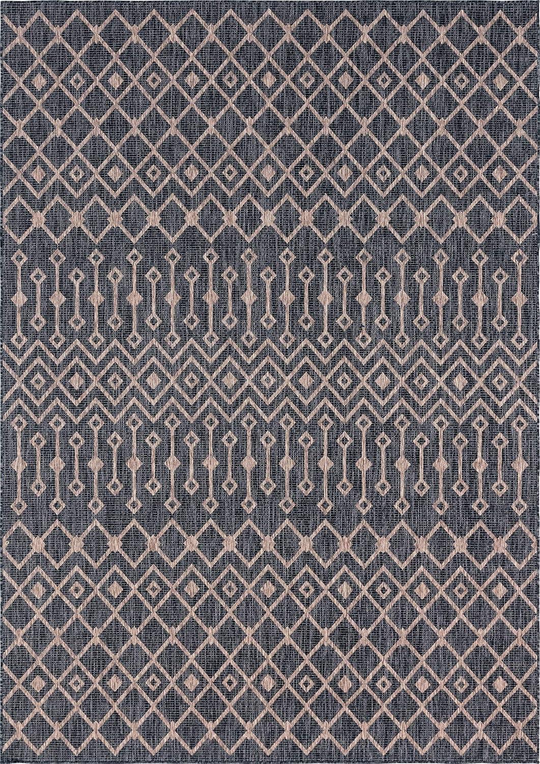 Charcoal Gray Trellis Synthetic 8' x 11'4" Outdoor Rug