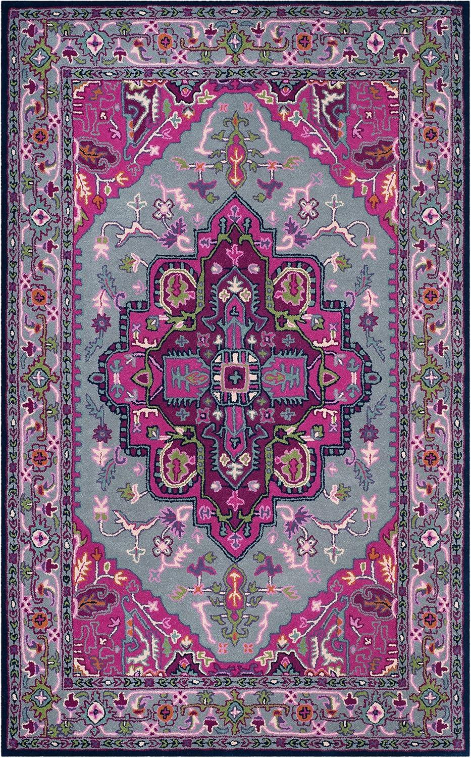 Bellagio BLG541 Hand Tufted Area Rug - Pink/Navy - 8'x10' - Safavieh.
