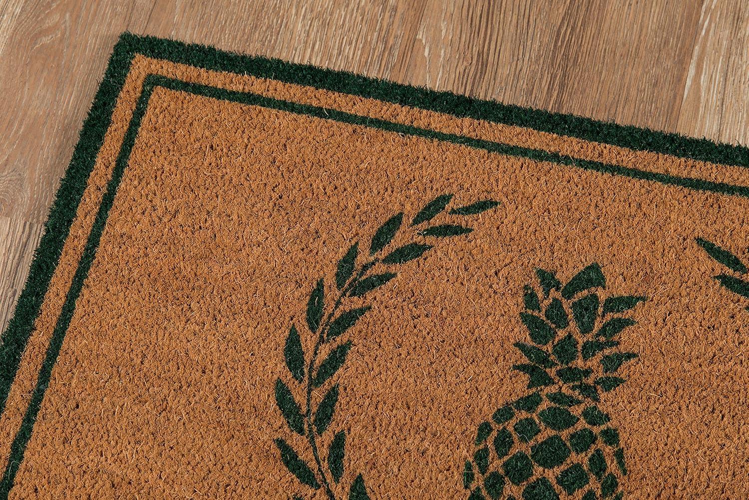 Pineapple Green Hand-Woven Coir Outdoor Doormat 18" x 30"