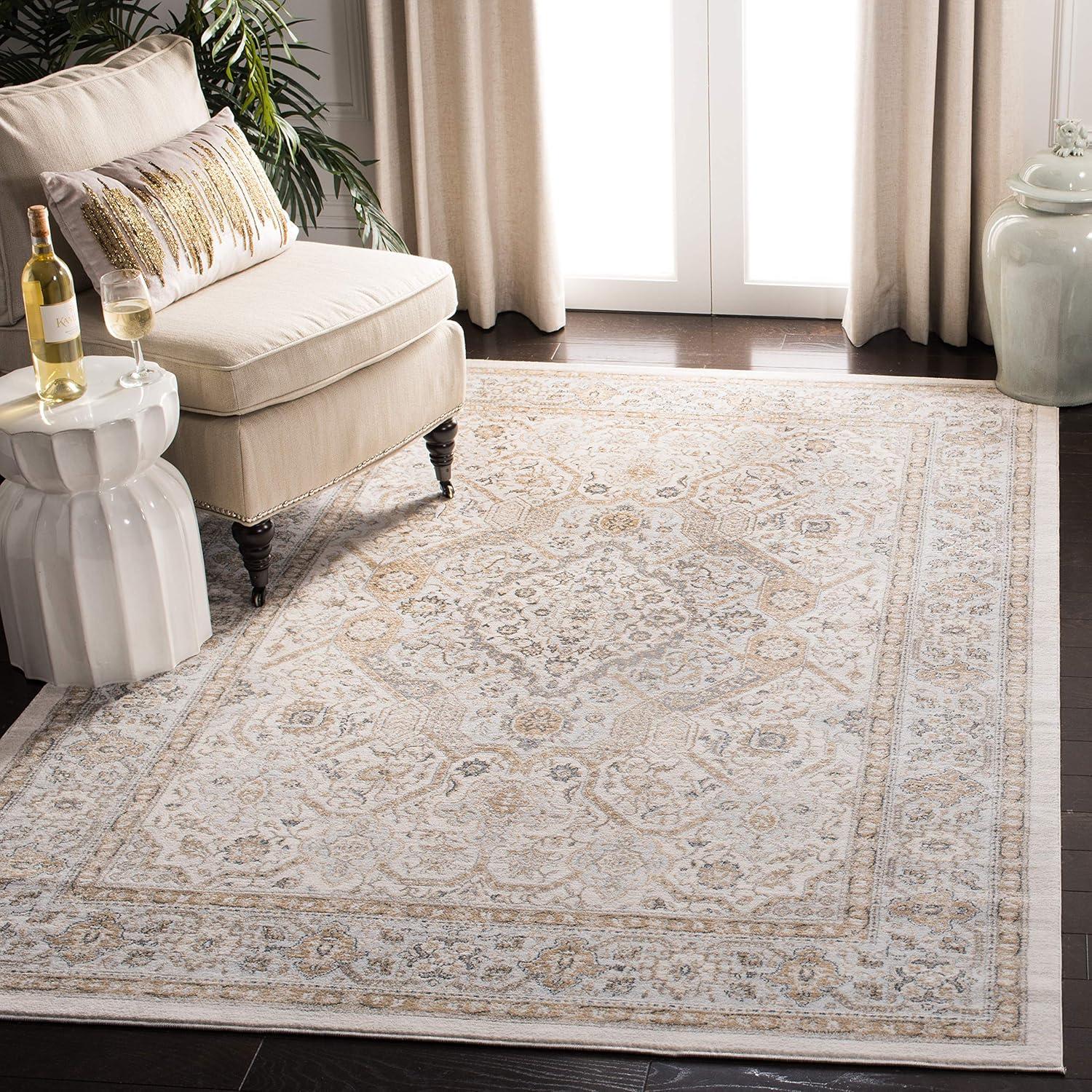 Isabella ISA916 Power Loomed Area Rug - Grey/Cream - 8'x8' - Safavieh