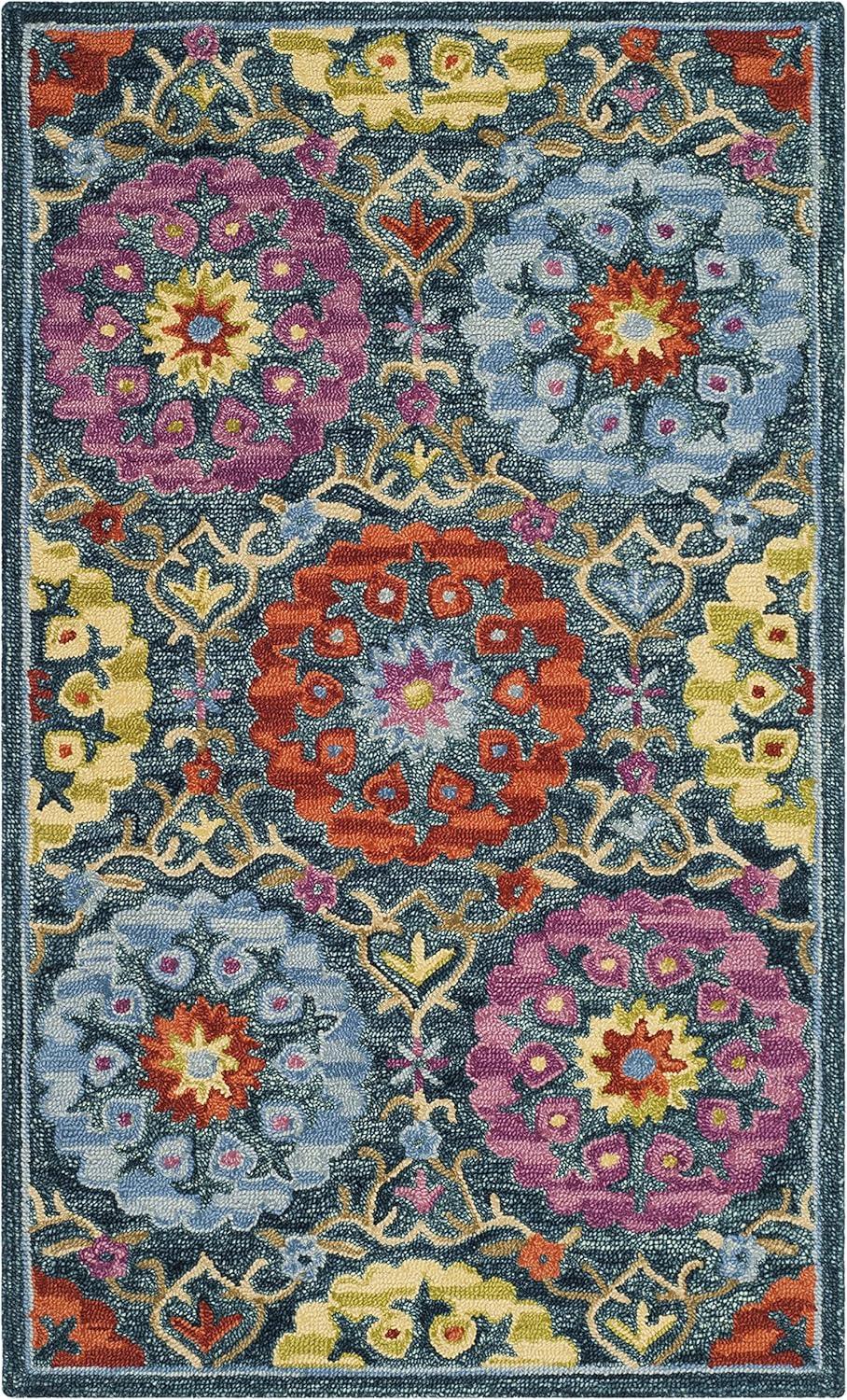 Suzani SZN328 Hand Hooked Indoor Accent Rug - Blue/Multi - 3'x5' - Safavieh.
