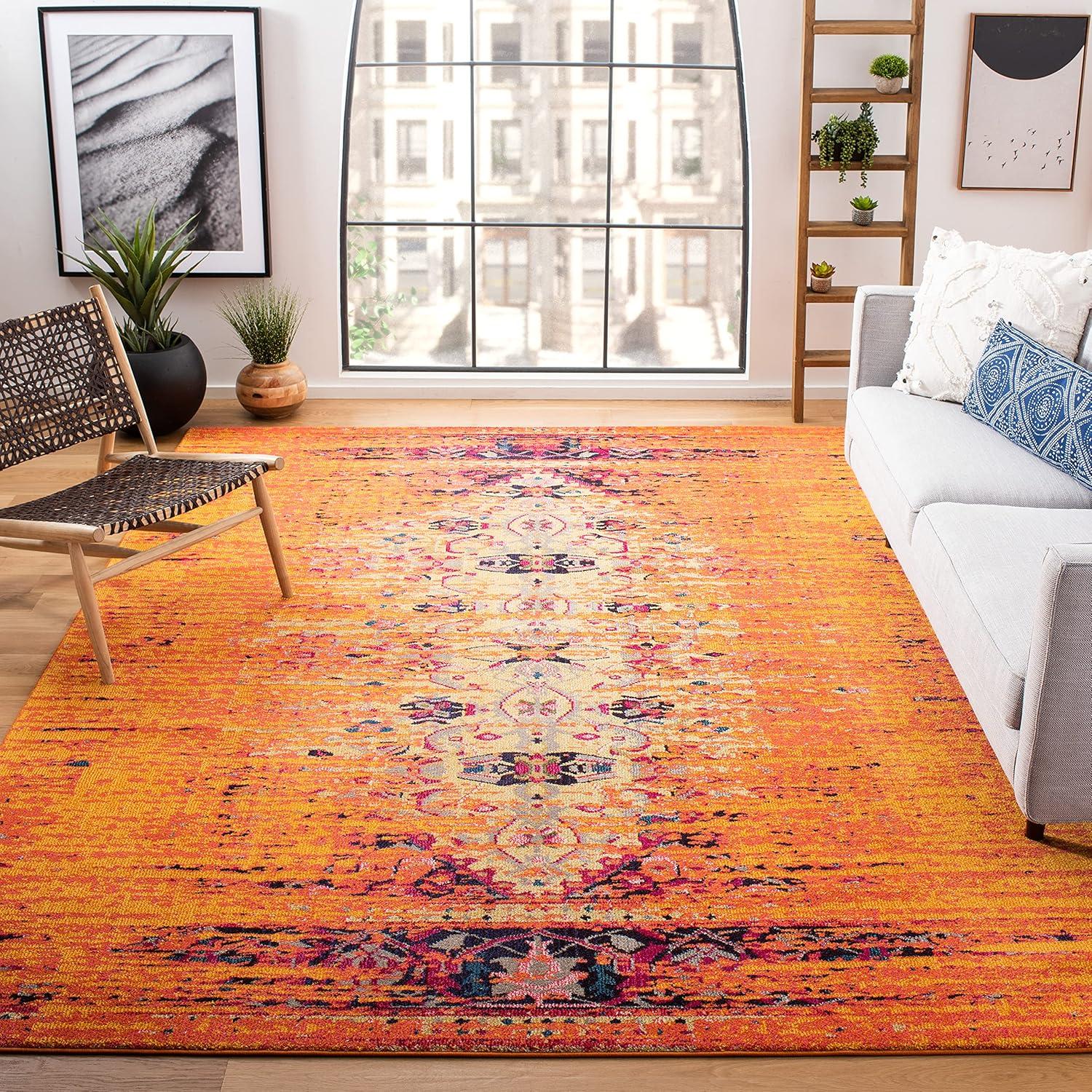 Monaco MNC209 Power Loomed Indoor Area Rug - Orange/Multi - 8'x10' - Safavieh.