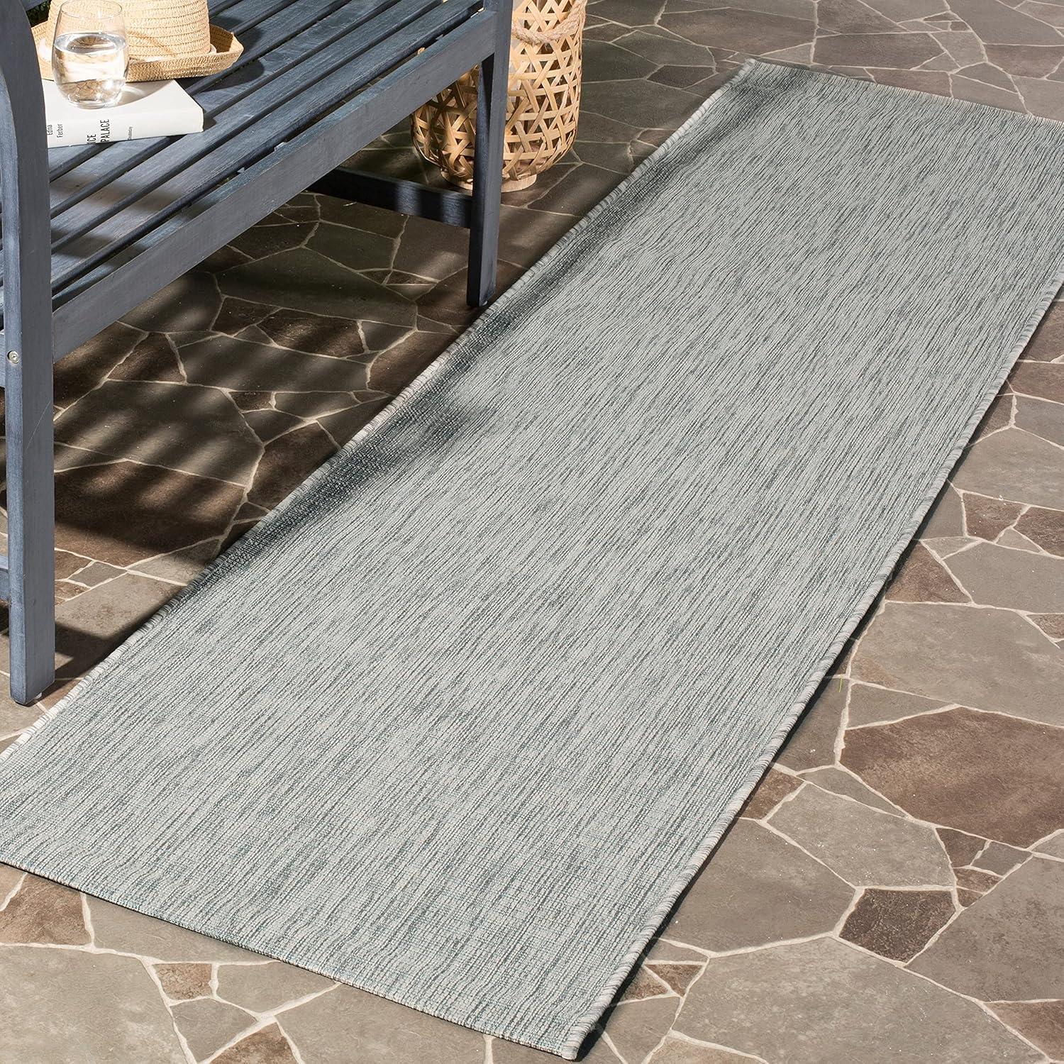 Courtyard CY8576 Power Loomed Indoor and Outdoor Area Rug - Grey/Turquoise - 9'x12' - Safavieh