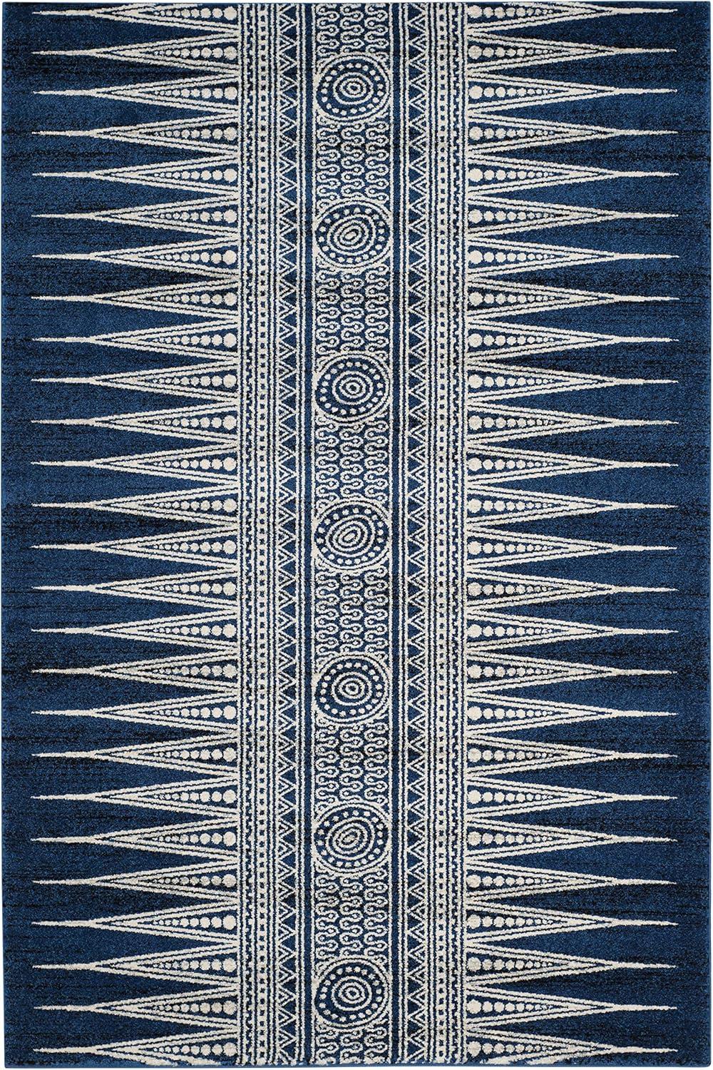 SAFAVIEH Evoke Keisha Abstract Aztec Area Rug, Royal/Ivory, 4' x 6'