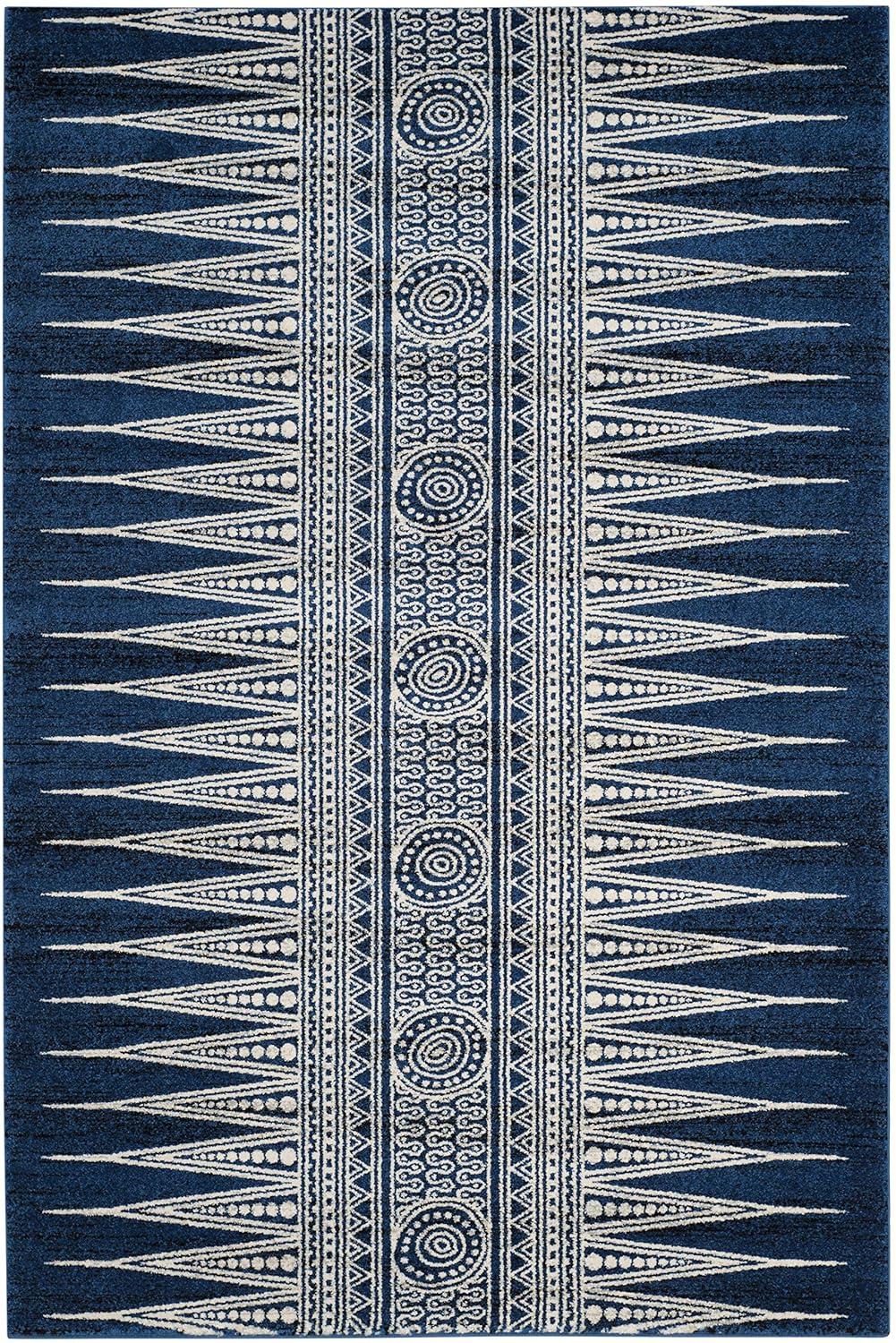 Evoke EVK226 Power Loomed Indoor Area Rug - Royal/Ivory - 6'7"x9' - Safavieh