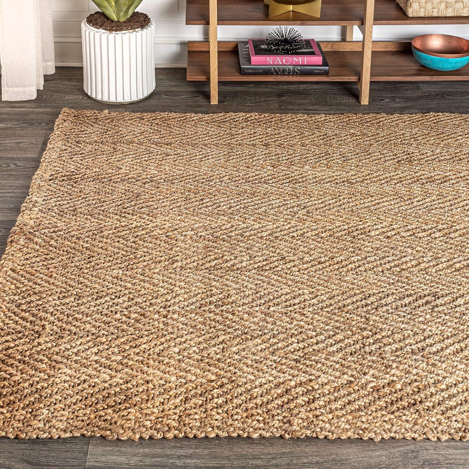 Espina Natural Jute Herringbone 4' x 6' Area Rug