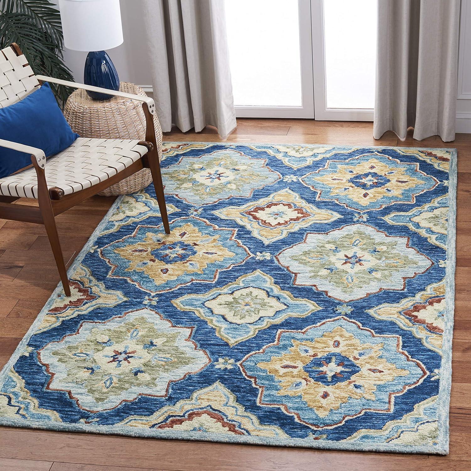 Suzani SZN503 Hand Tufted Area Rug - Navy/Green - 6'x6' - Safavieh.