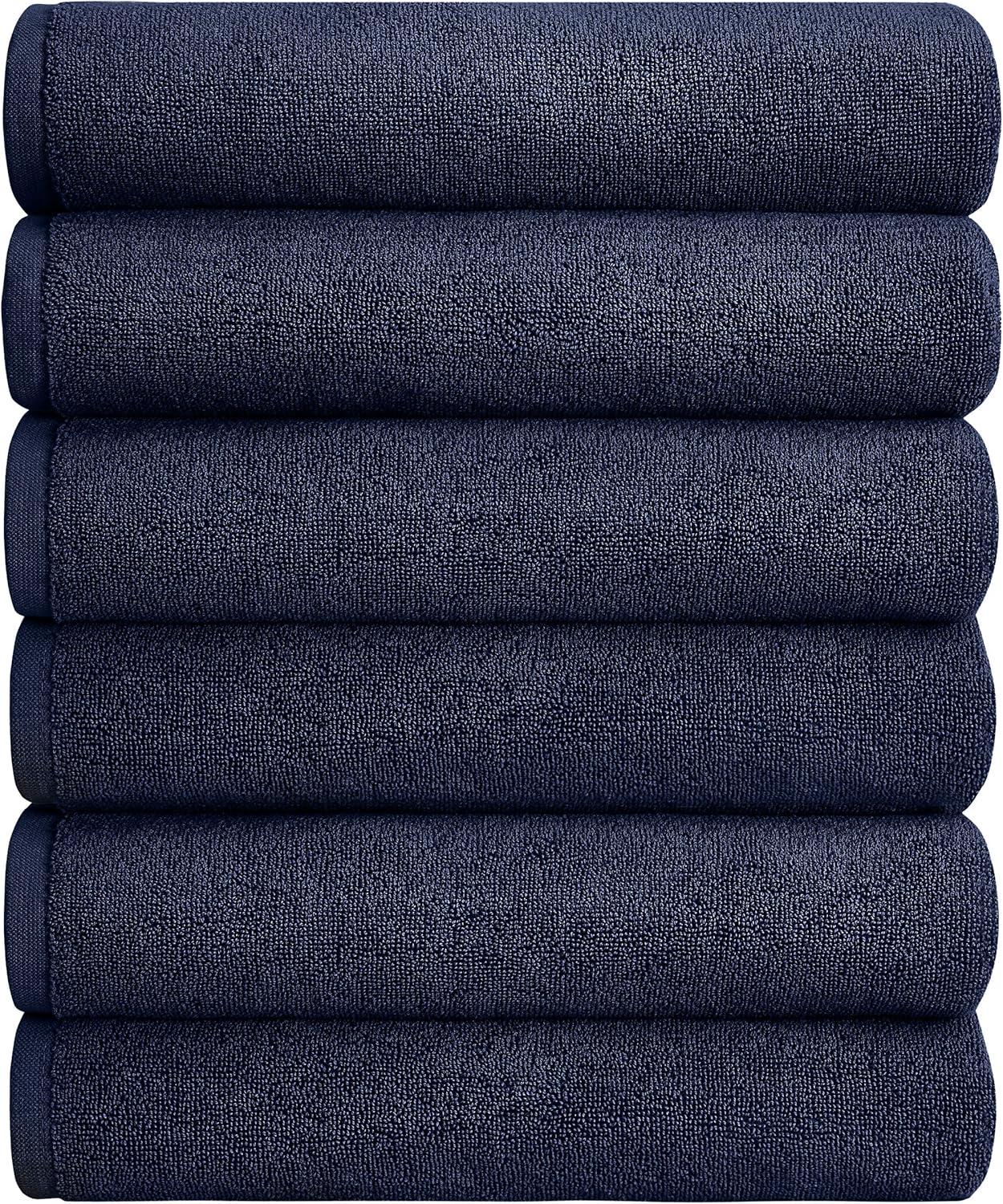 Hand Towels - 6-Pack, Softest 100% Cotton by California Design Den - Navy Blue, Six-Pcs Hand Towels