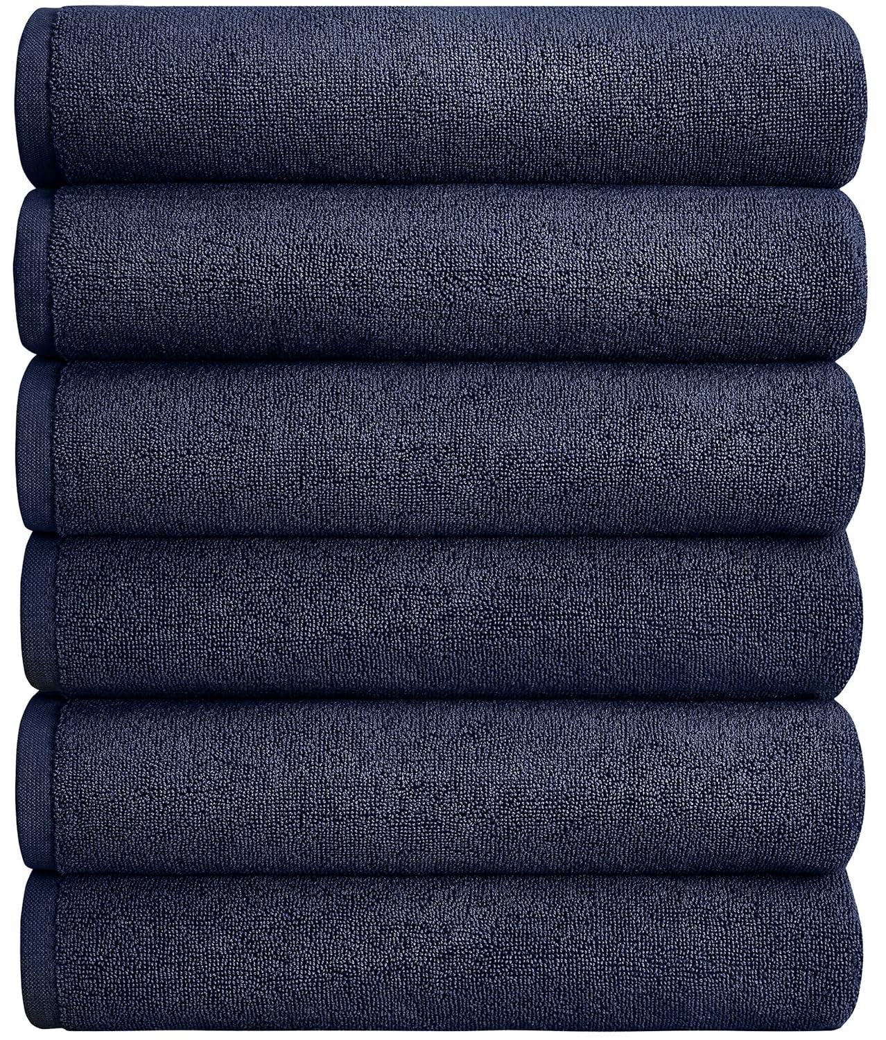 Hand Towels - 6-Pack, Softest 100% Cotton by California Design Den - Navy Blue, Six-Pcs Hand Towels