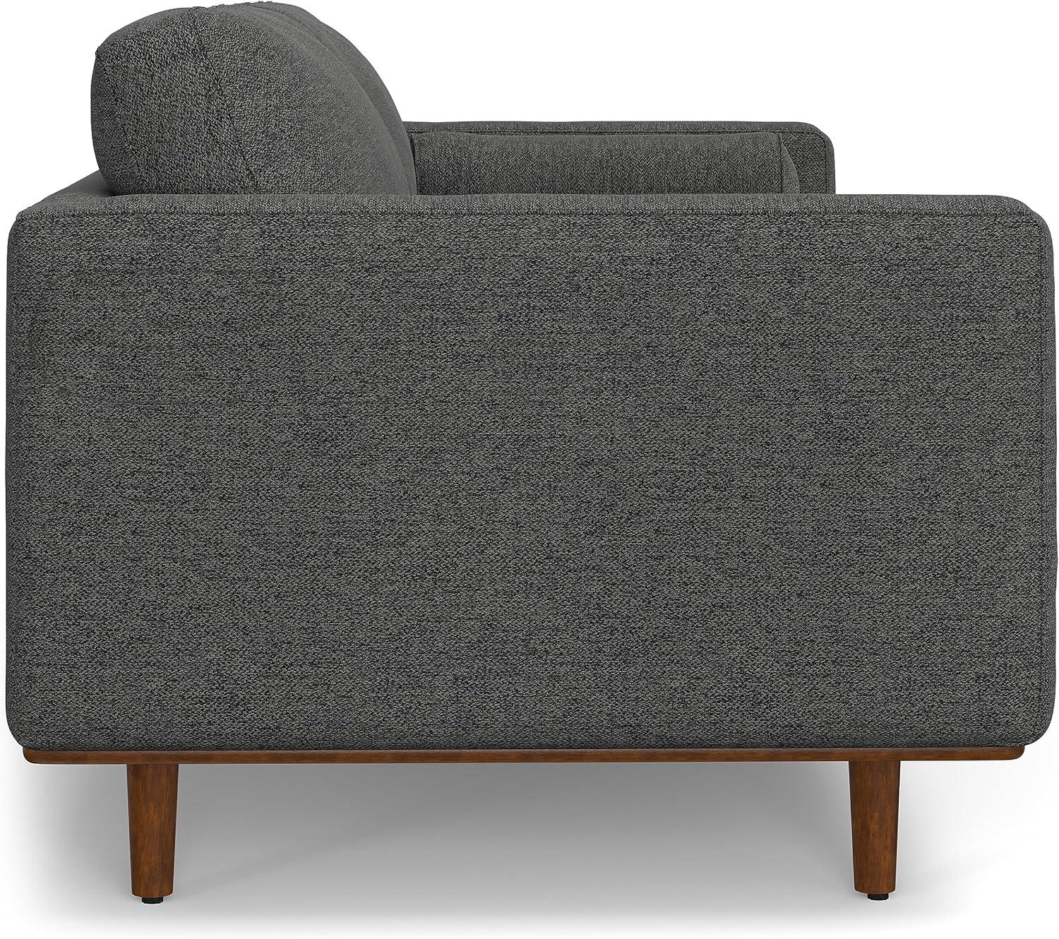 Simpli Home Morrison Mid-Century Modern Couch for Living Room, Eco-Friendly Woven-Blend Fabric with Removable Cushions