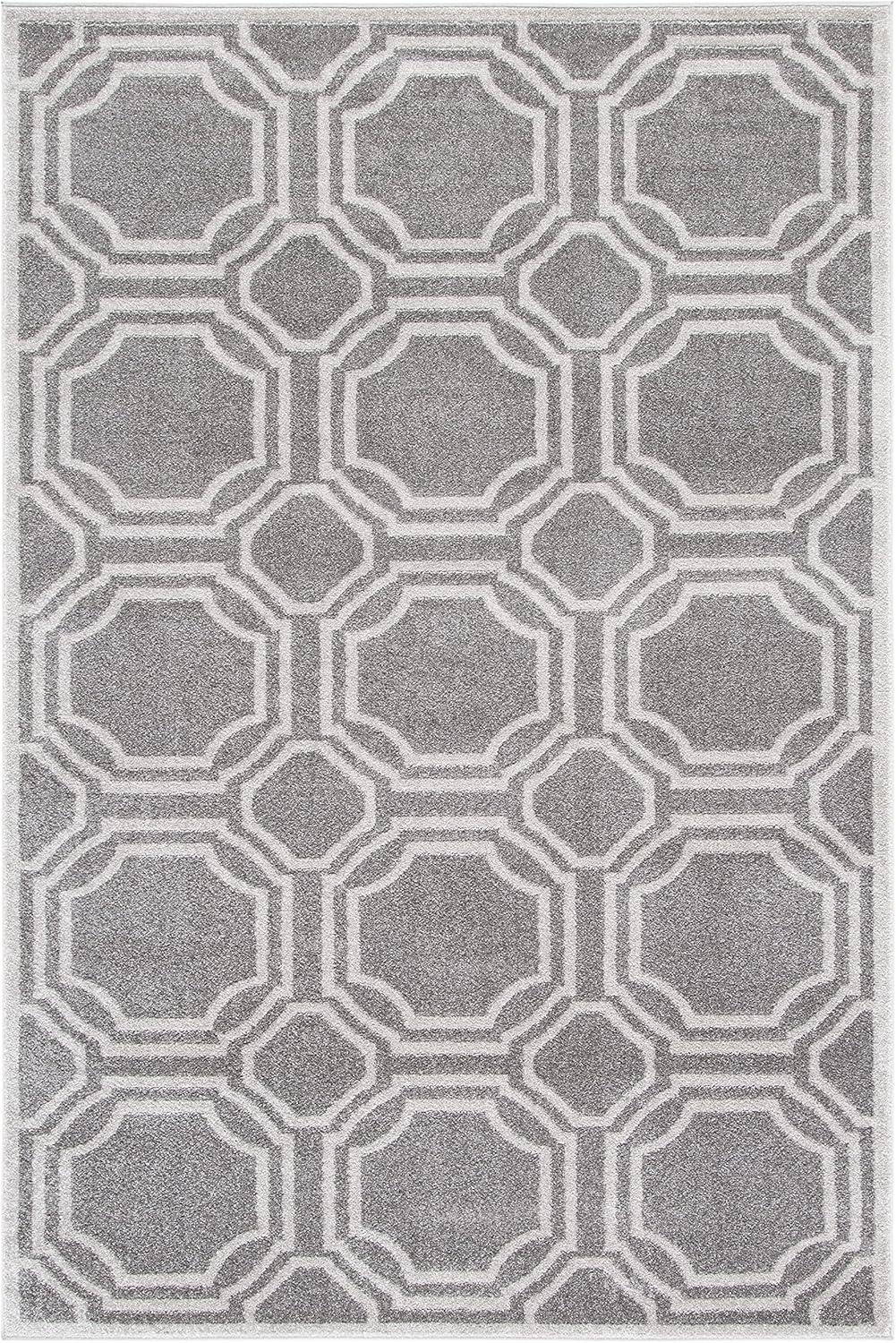Geometric Harmony 6' x 9' Grey and Light Grey Synthetic Area Rug