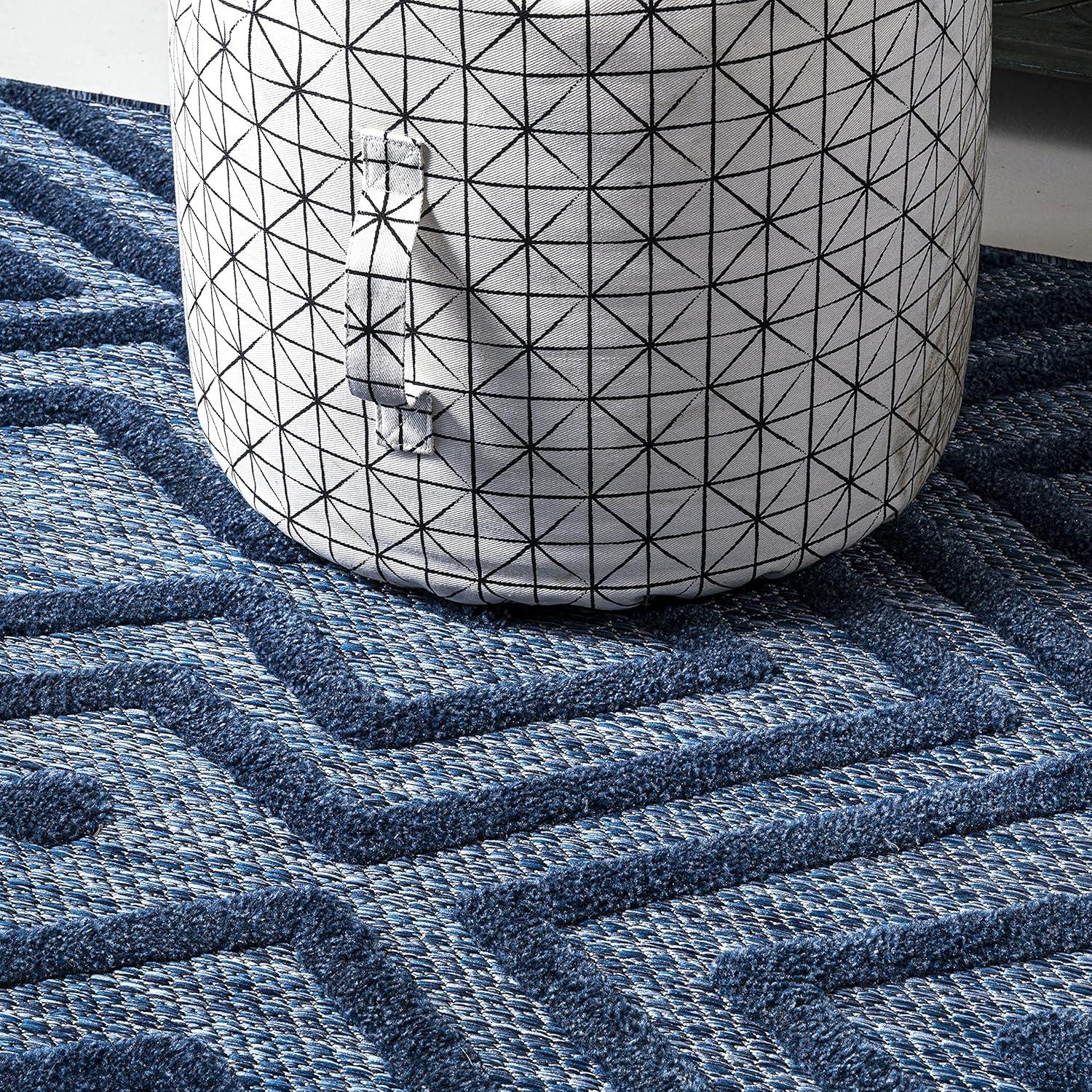 5'x8' Balansat Moroccan Diamond Indoor/Outdoor Area Rug, Navy - JONATHAN Y