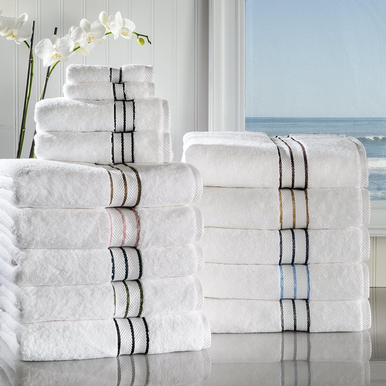 White Turkish Cotton 6-Piece Towel Set with Dobby Border