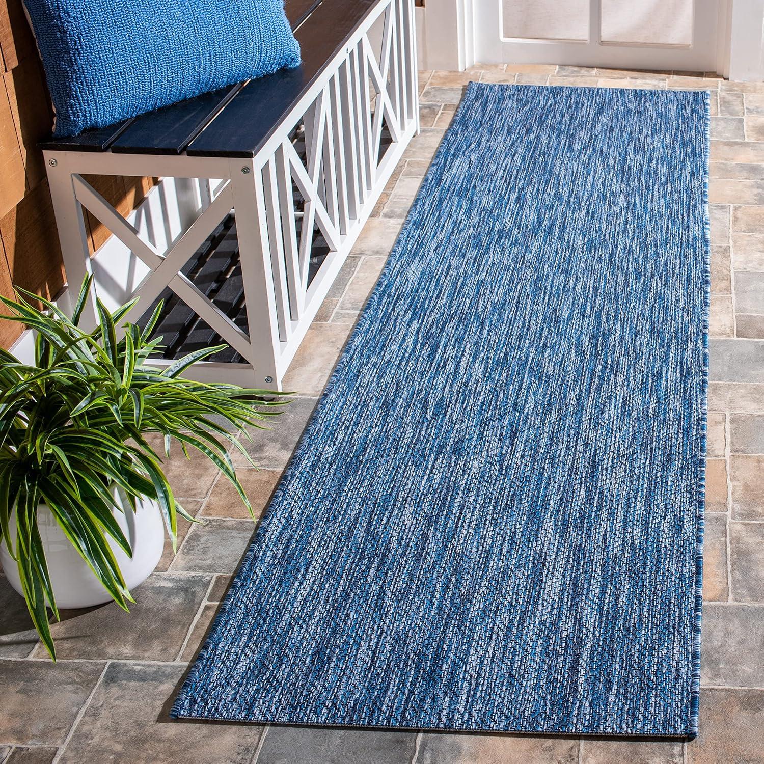 Courtyard CY8520 Power Loomed Indoor and Outdoor Runner Rug - Navy/Navy - 2'3"x12' - Safavieh
