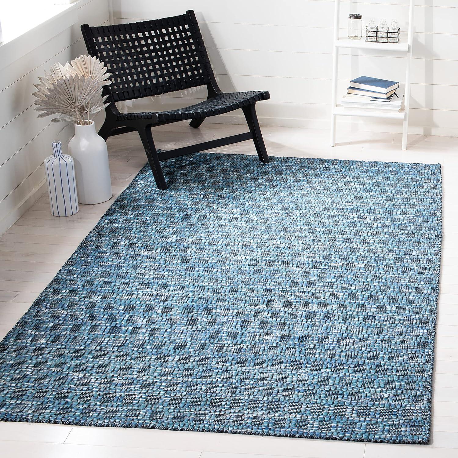 Kilim KLM377 Hand Woven Area Rug - Blue/Black - 6'x9' - Safavieh.