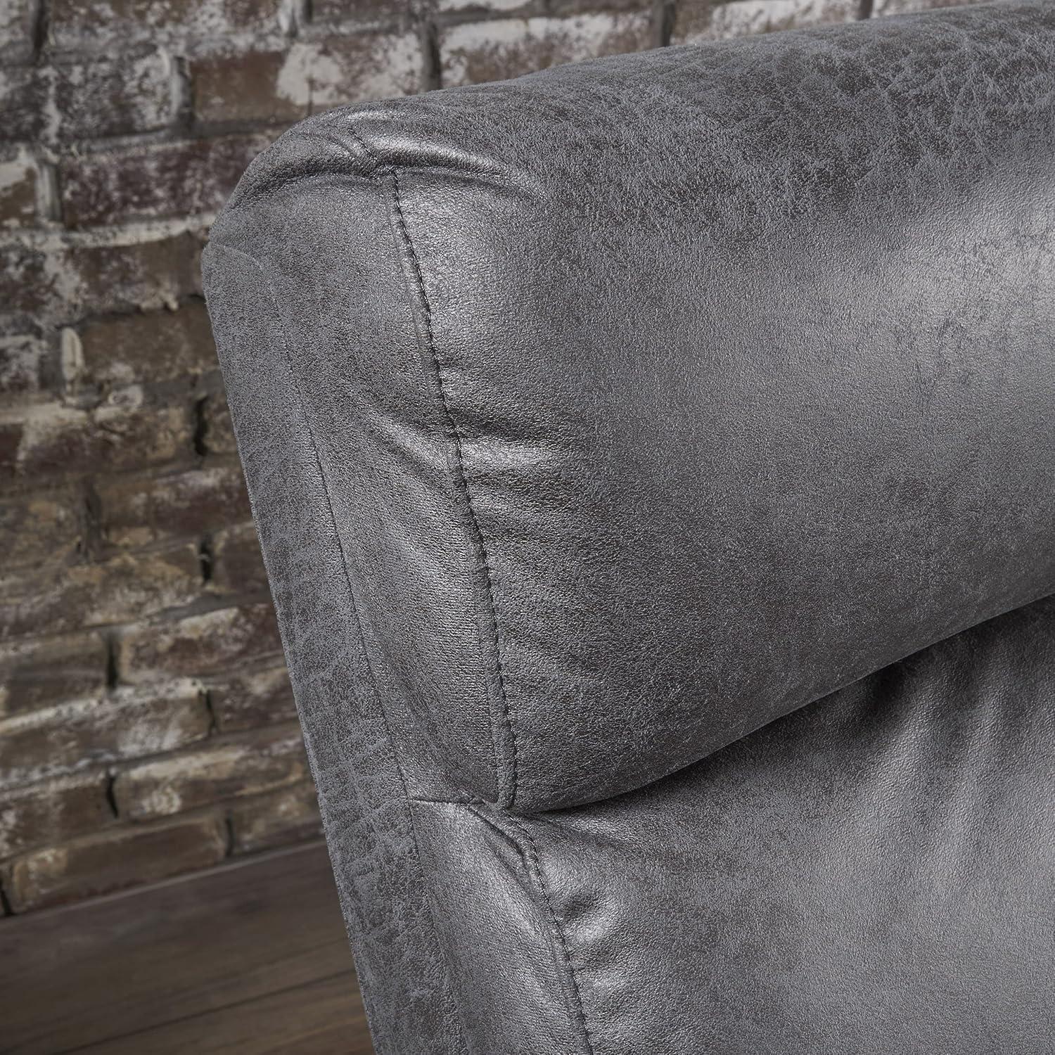 Slate Gray Microfiber 2-Seater Recliner with Wood Frame