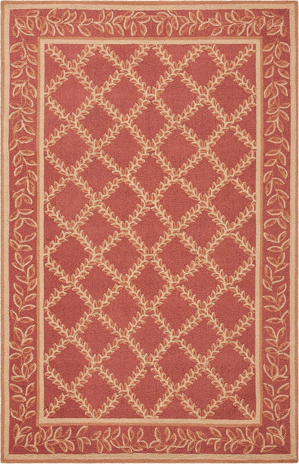 SAFAVIEH Chelsea Alecia Geometric Borders Wool Area Rug, Rust/Gold, 3'9" x 5'9"