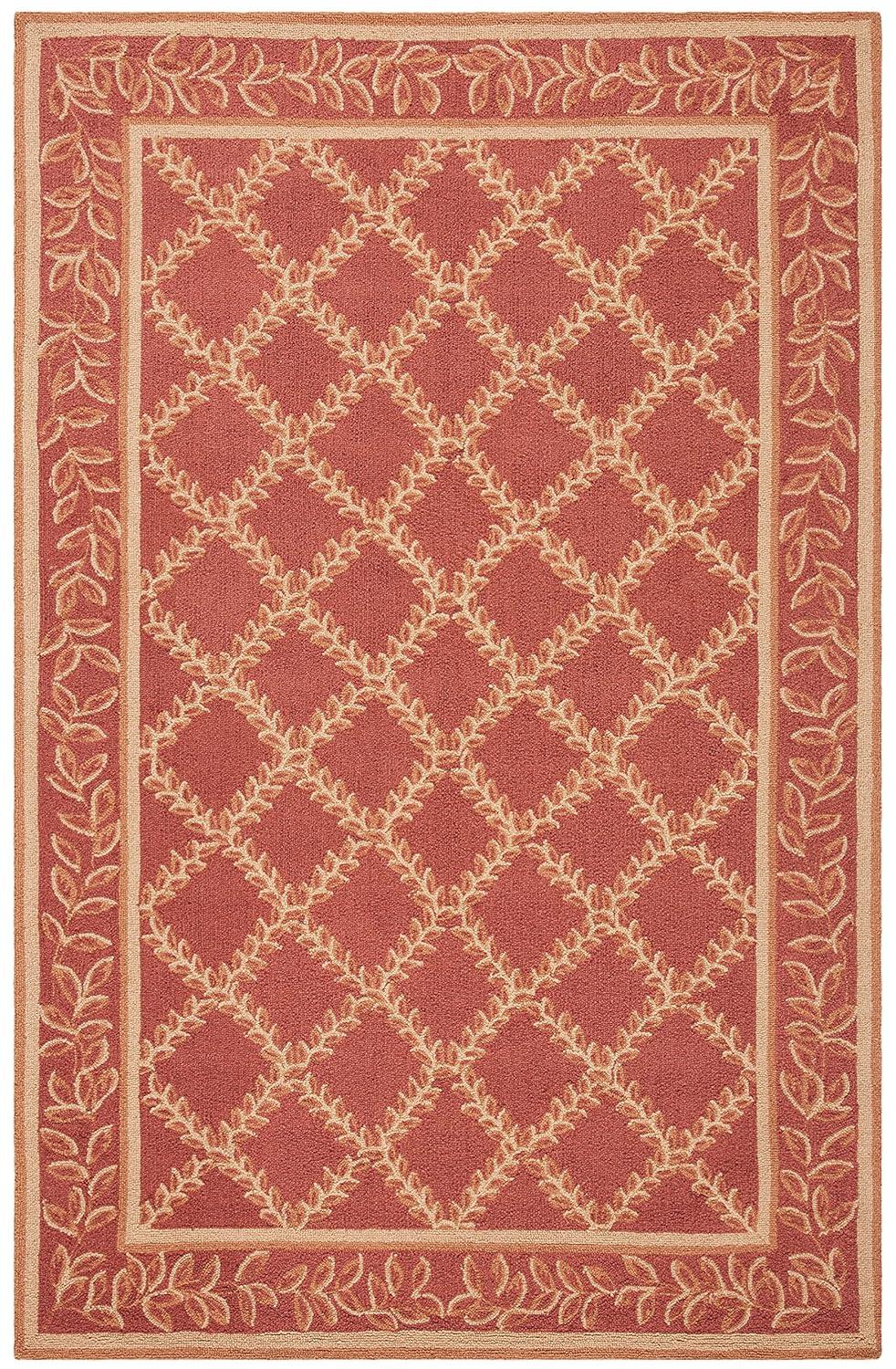 SAFAVIEH Chelsea Alecia Geometric Borders Wool Area Rug, Rust/Gold, 3'9" x 5'9"