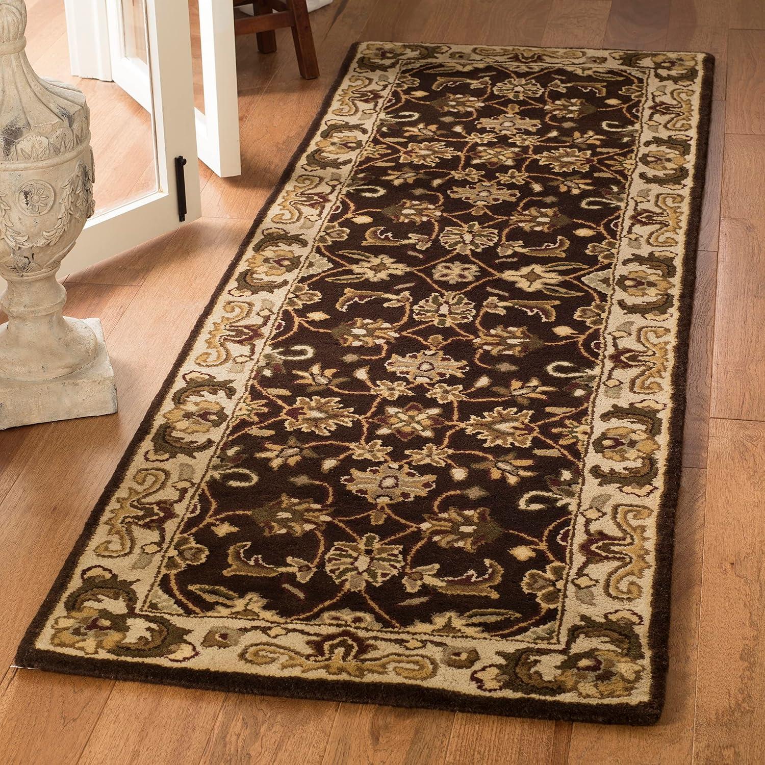 Handmade Chocolate and Beige Wool Tufted Runner Rug