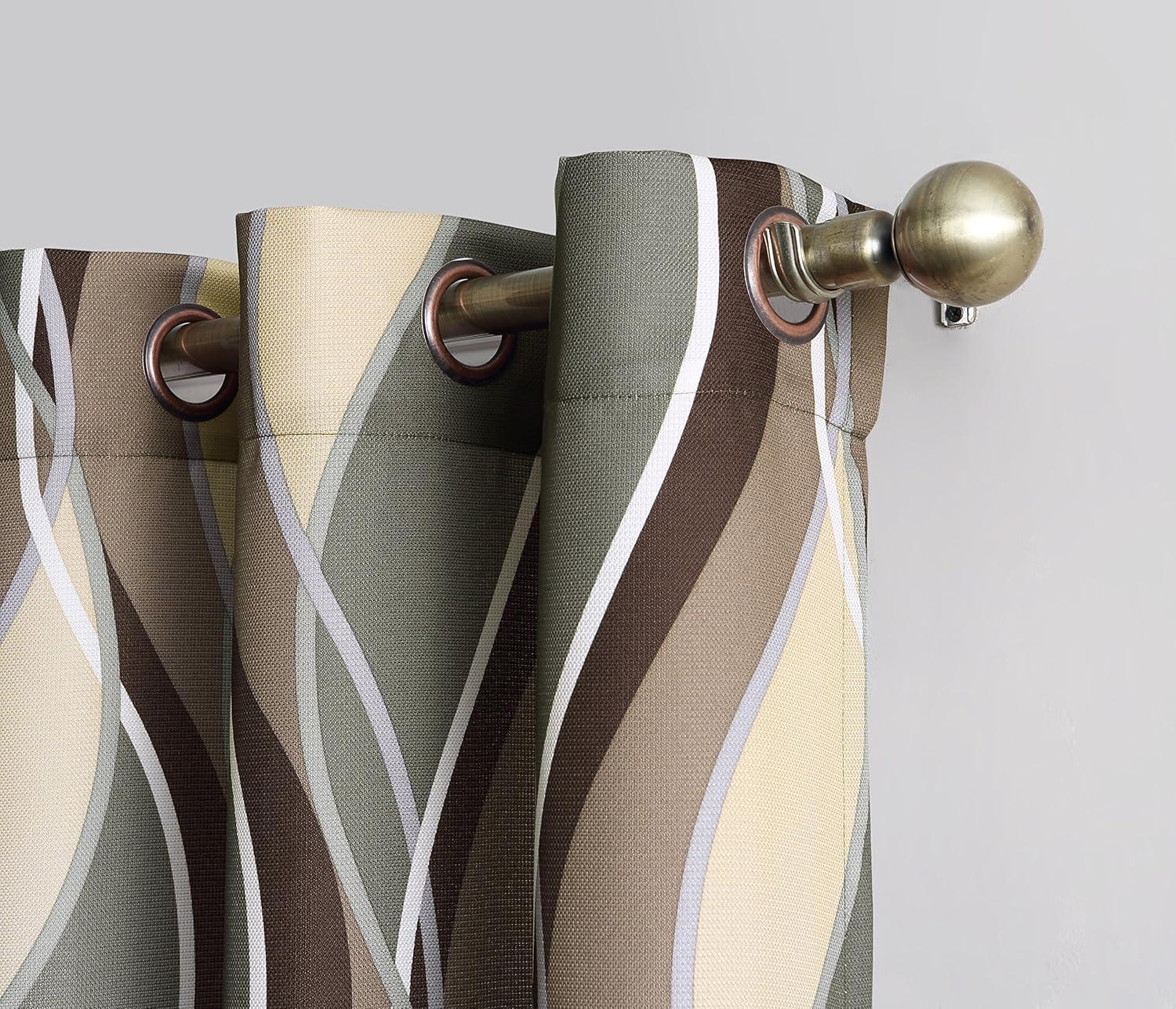 48"x84" No. 918 Semi-Sheer Intersect Ogee Wave Print Grommet Curtain Panel Spruce: Modern Light Filtering Green Curtain