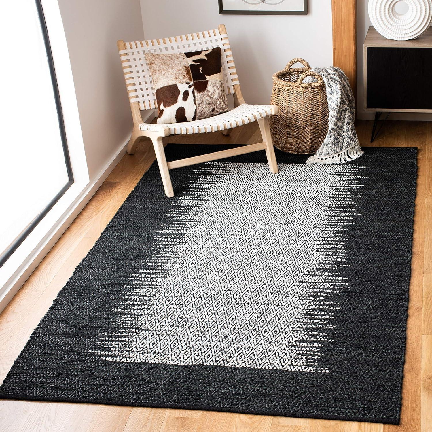 Vintage Leather VTL387 Hand Woven Indoor Accent Rug - Light Grey/Charcoal - 3'x5' - Safavieh.