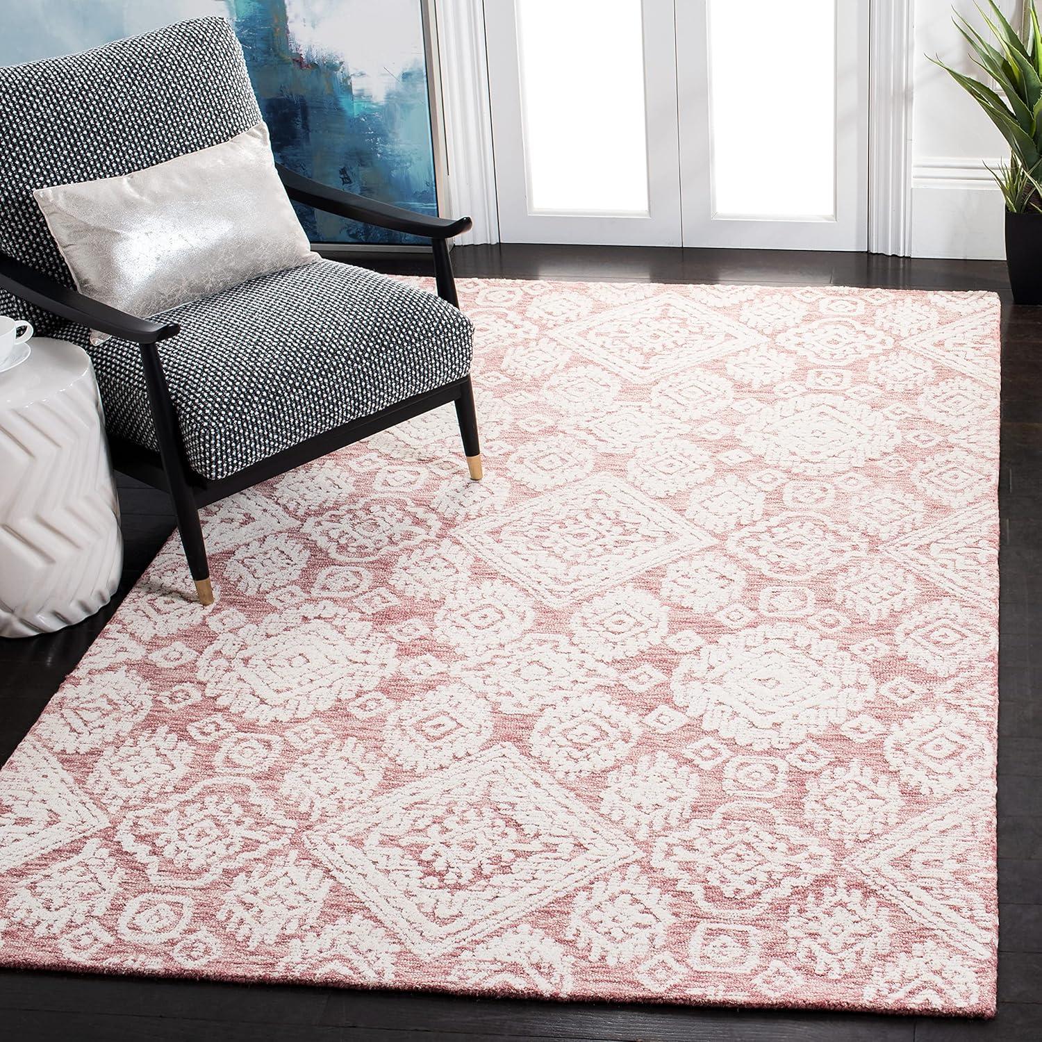 Metro MET987 Hand Tufted Indoor Area Rug - Dark Pink/Ivory - 4'x6' - Safavieh
