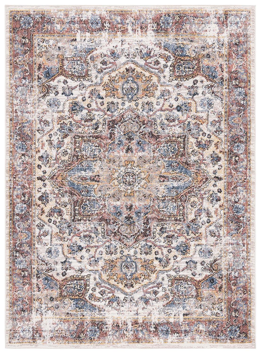 Astoria ASA402 Power Loomed Indoor Area Rug - Ivory/Blue Rust - 9'x12' - Safavieh