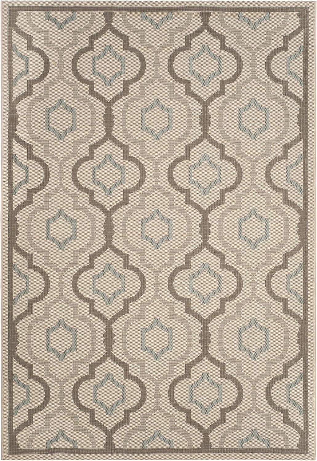 SAFAVIEH Courtyard Bayon Geometric Indoor/Outdoor Area Rug, Beige/Dark Beige, 5'3" x 7'7"