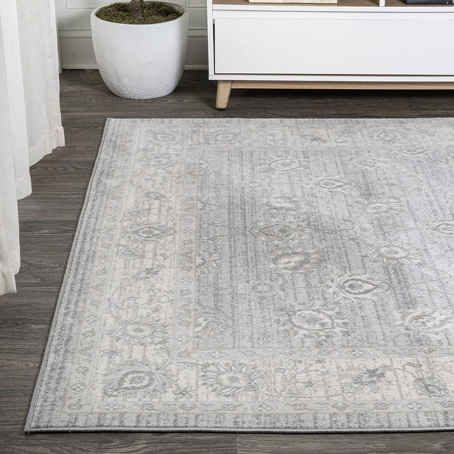 3' X 5' Modern Persian Vintage Moroccan Traditional Area Rug, Light Gray - JONATHAN Y
