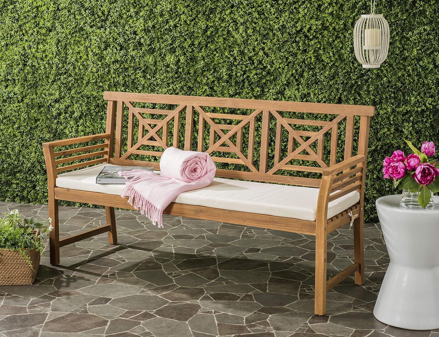 Del Mar 3 Seat Bench - Outdoor - PAT6737 - Natural/Beige - Safavieh