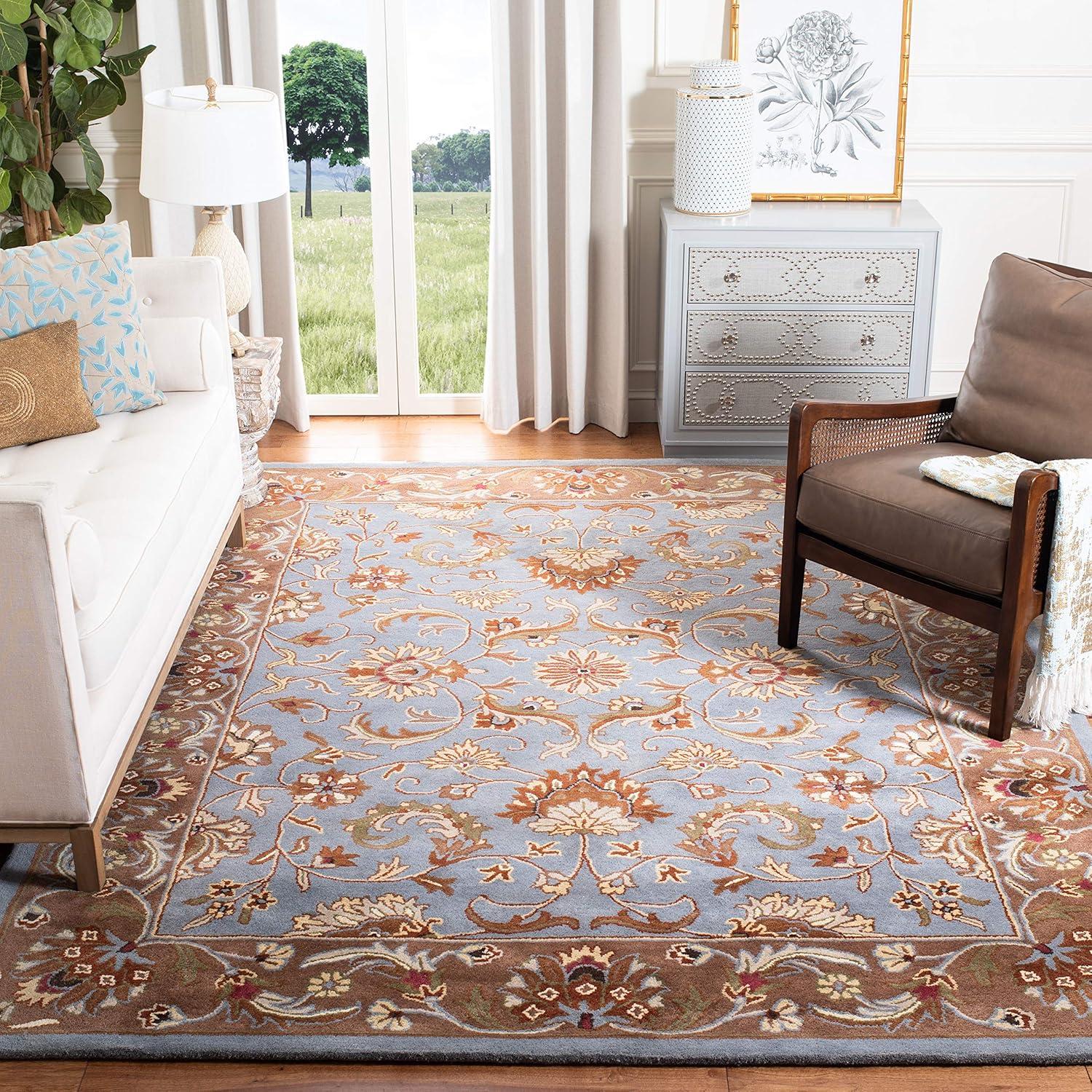 SAFAVIEH Heritage Constantine Traditional Wool Area Rug, Blue/Beige, 9' x 12'
