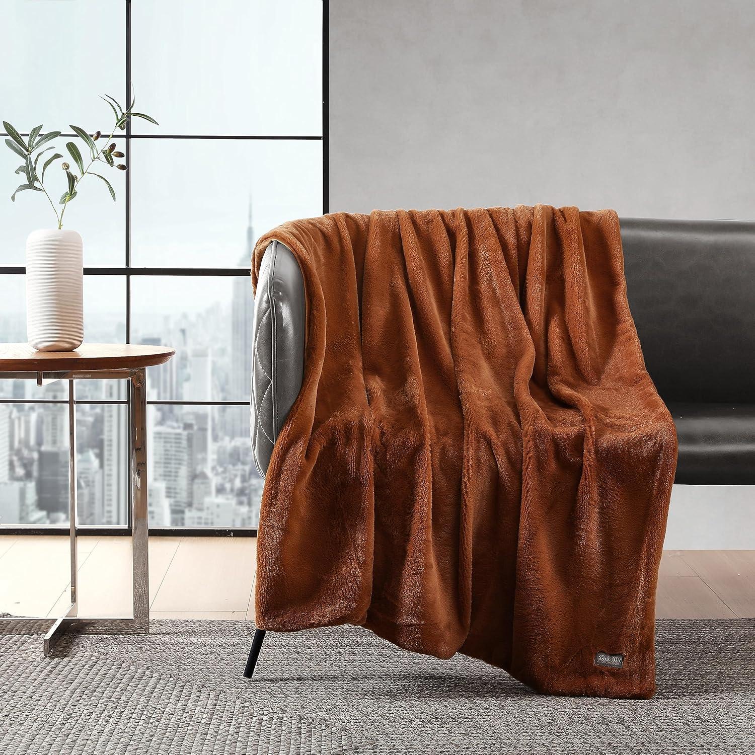 Kenneth Cole Kenneth Cole Faux Fur Solid Throw Blankets