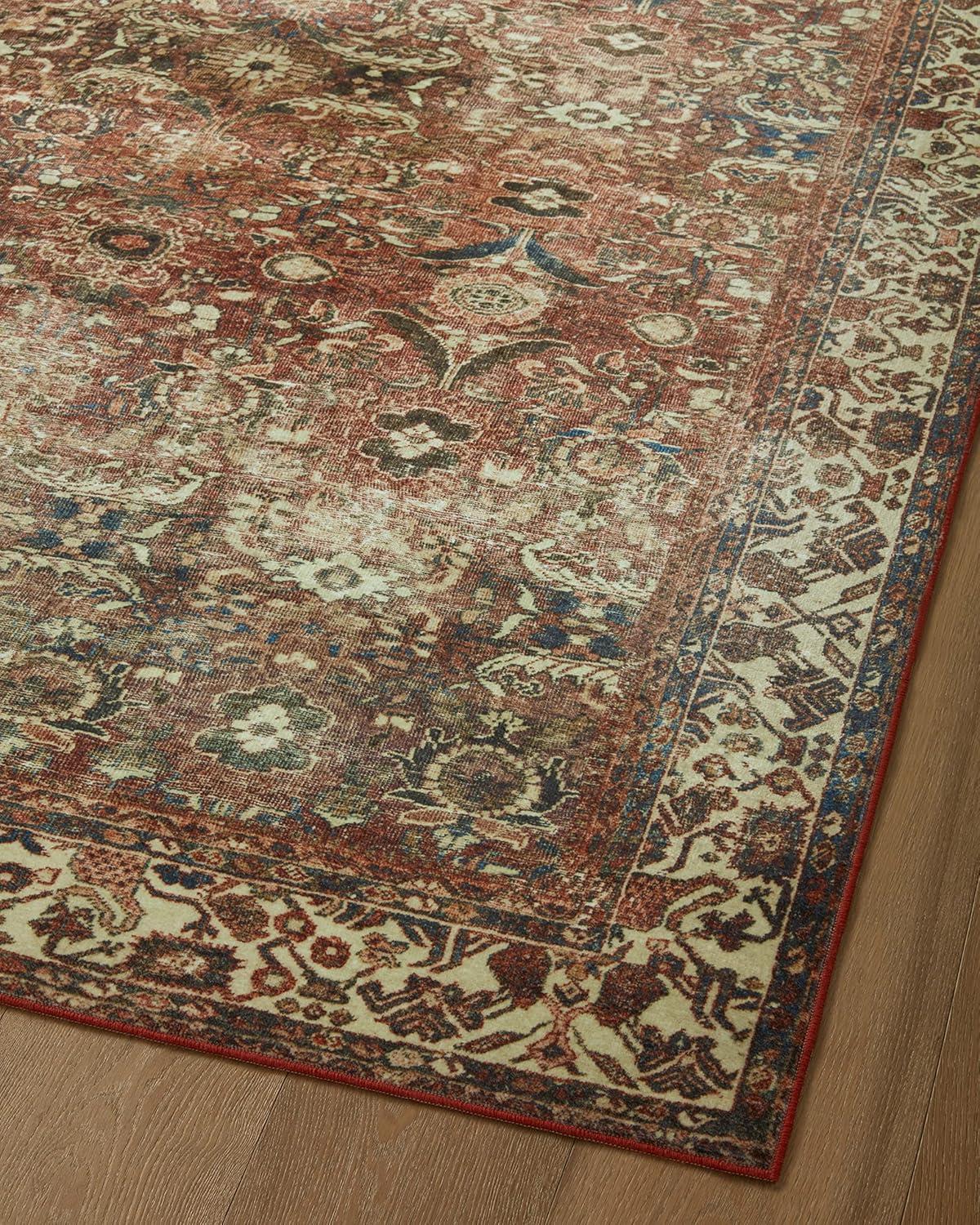Magnolia Home By Joanna Gaines X Loloi Banks Machine Washable Brick / Ivory Area Rug