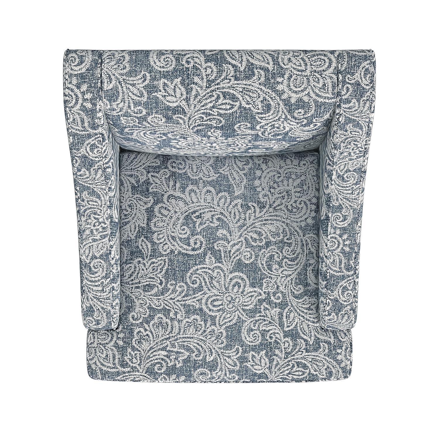 Classic Swoop Arm Chair Jacobean Print Denim - HomePop: Upholstered Polyester, Foam Fill, Hardwood Frame