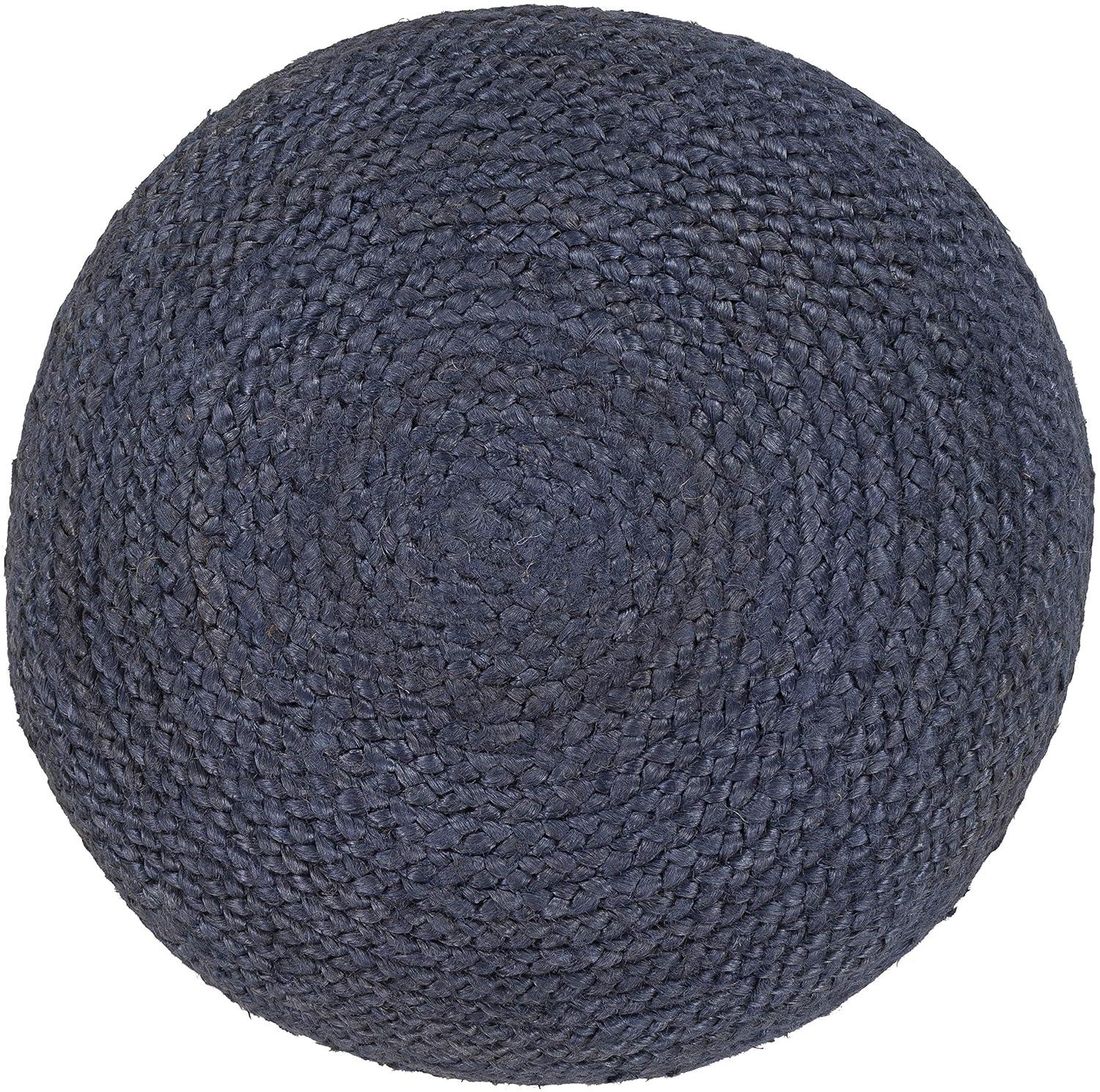 Livabliss Ruiri Pouf, 16"H x 20"W x 20"D, Dark Blue