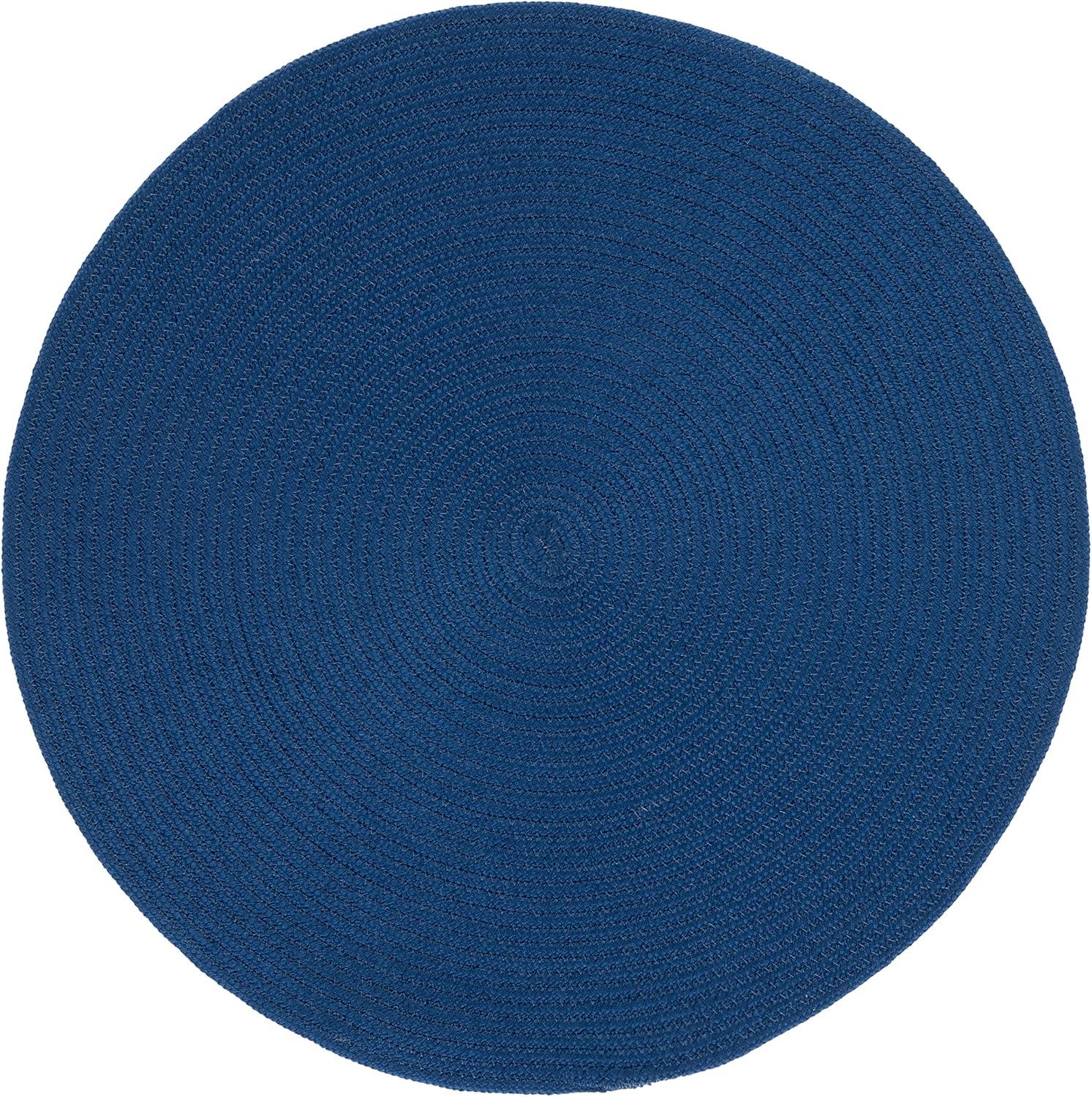 Easy-Care Coastal Charm 5' Round Blue Synthetic Braided Rug