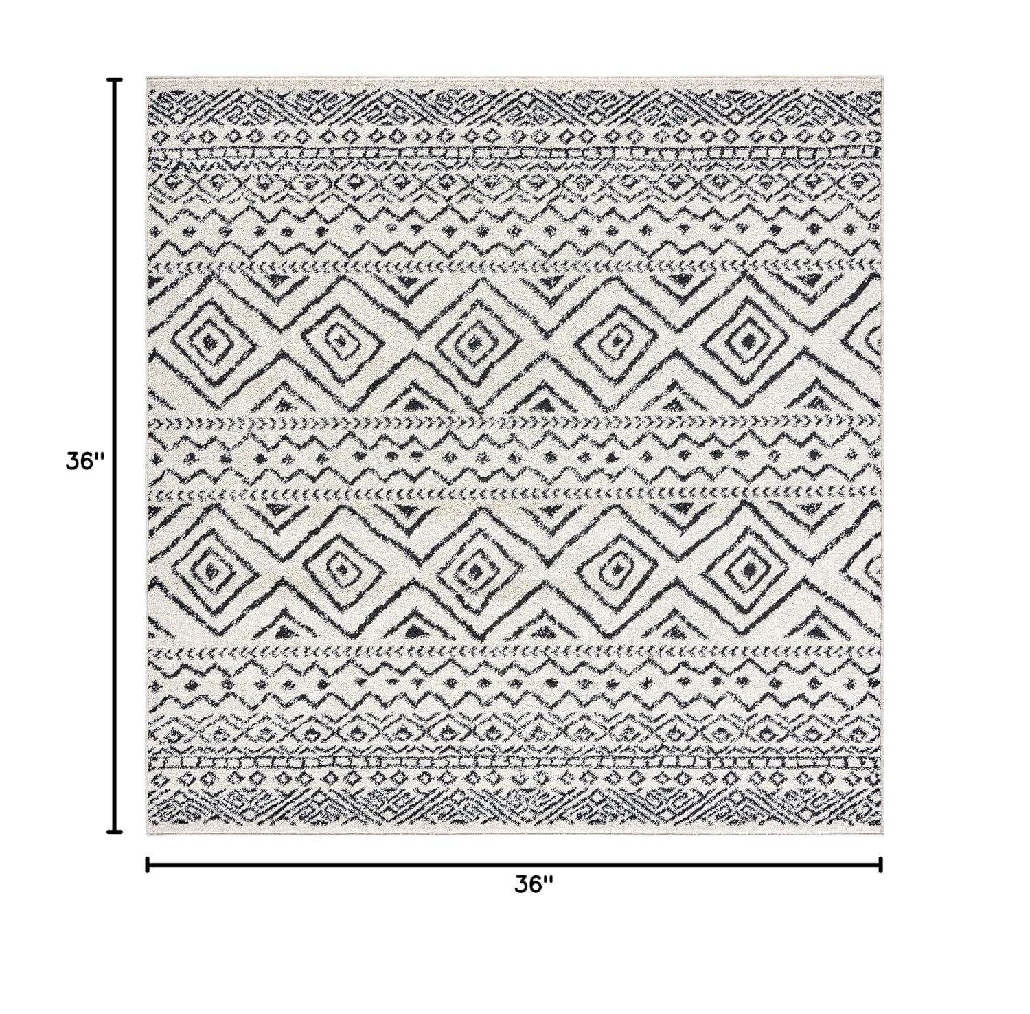 Tulum TUL267 Power Loomed Indoor Accent Rug - Ivory/Black - 3'x3' - Safavieh