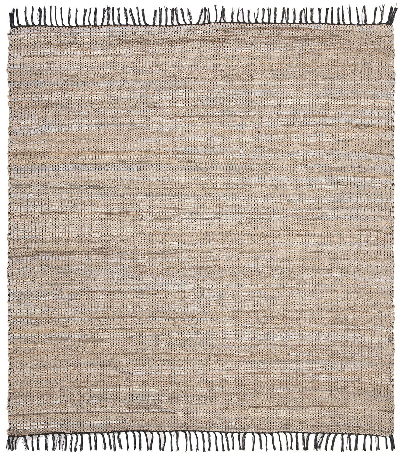 Vintage Leather VTL203 Hand Woven Indoor Area Rug - Beige - 6'x6' - Safavieh
