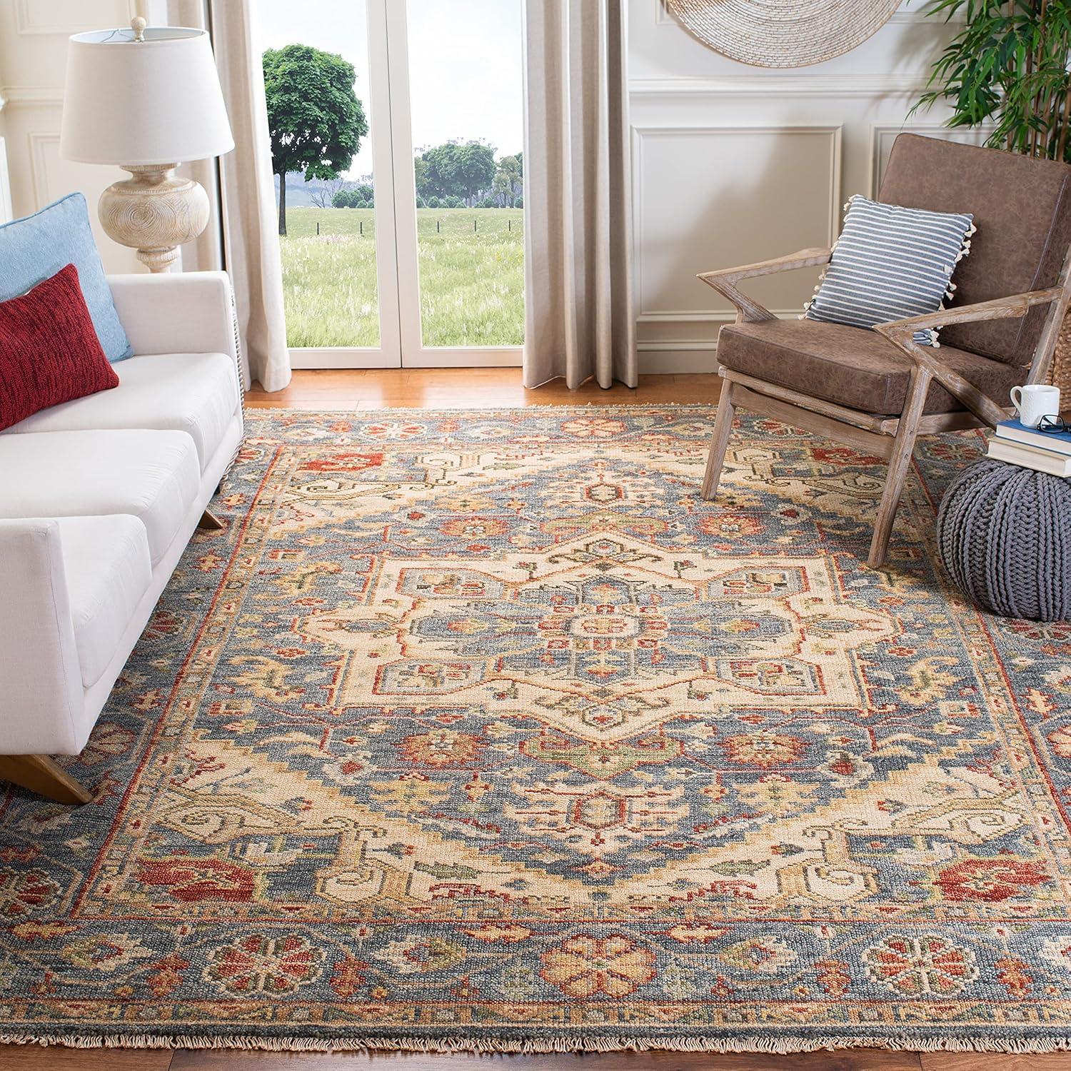 Samarkand SRK121 Hand Knotted Area Rug - Red/Blue - 8'x10' - Safavieh.