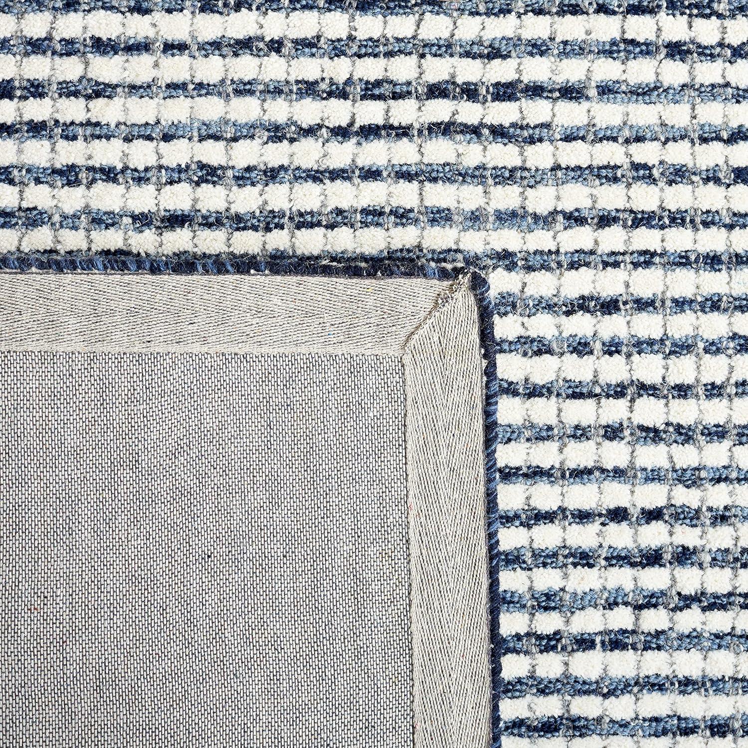 SAFAVIEH Abstract Stephanie Plaid Wool Area Rug, Blue/Ivory, 6' x 6' Square