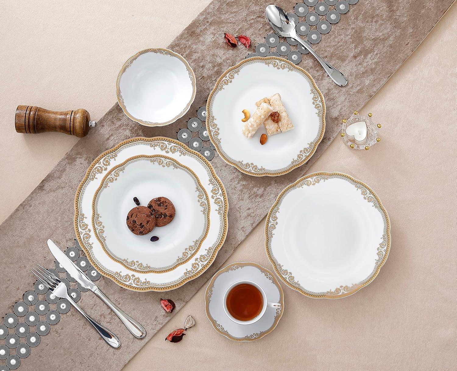 Lorren Home Trends 57 Piece Porcelain China Dinnerware Set - Service for 8